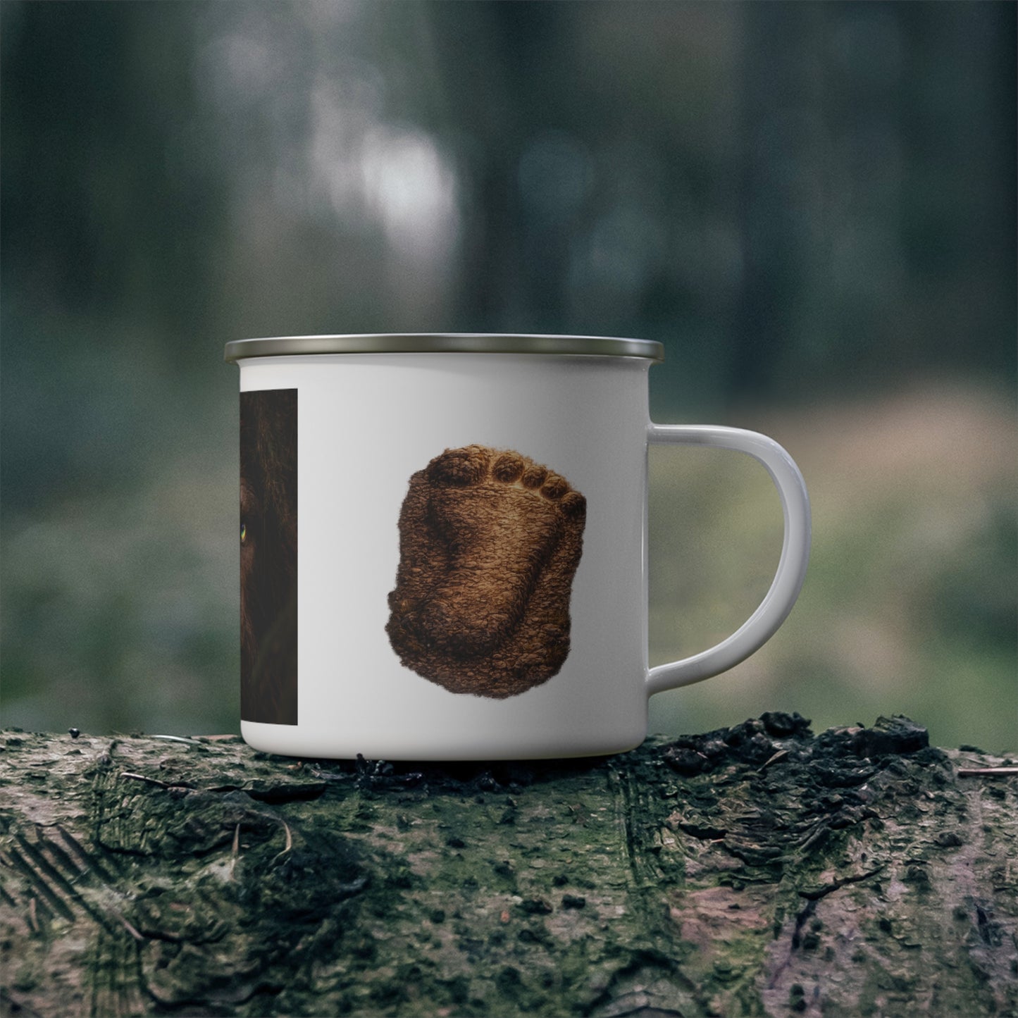 Sasquatch Guardian Eyes of the Living Rainbow- Camping Coffee Cup