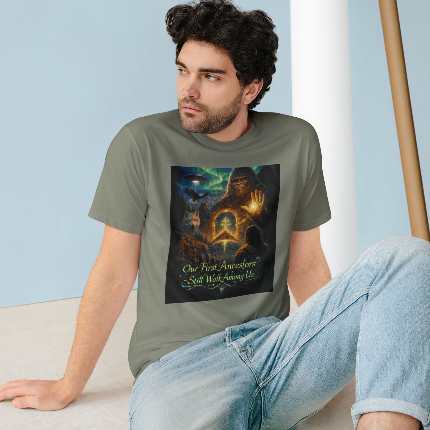 Ancient Watchers— "Our First Ancestors Still Walk Among Us" Sasquatch Message to Humanity Tee