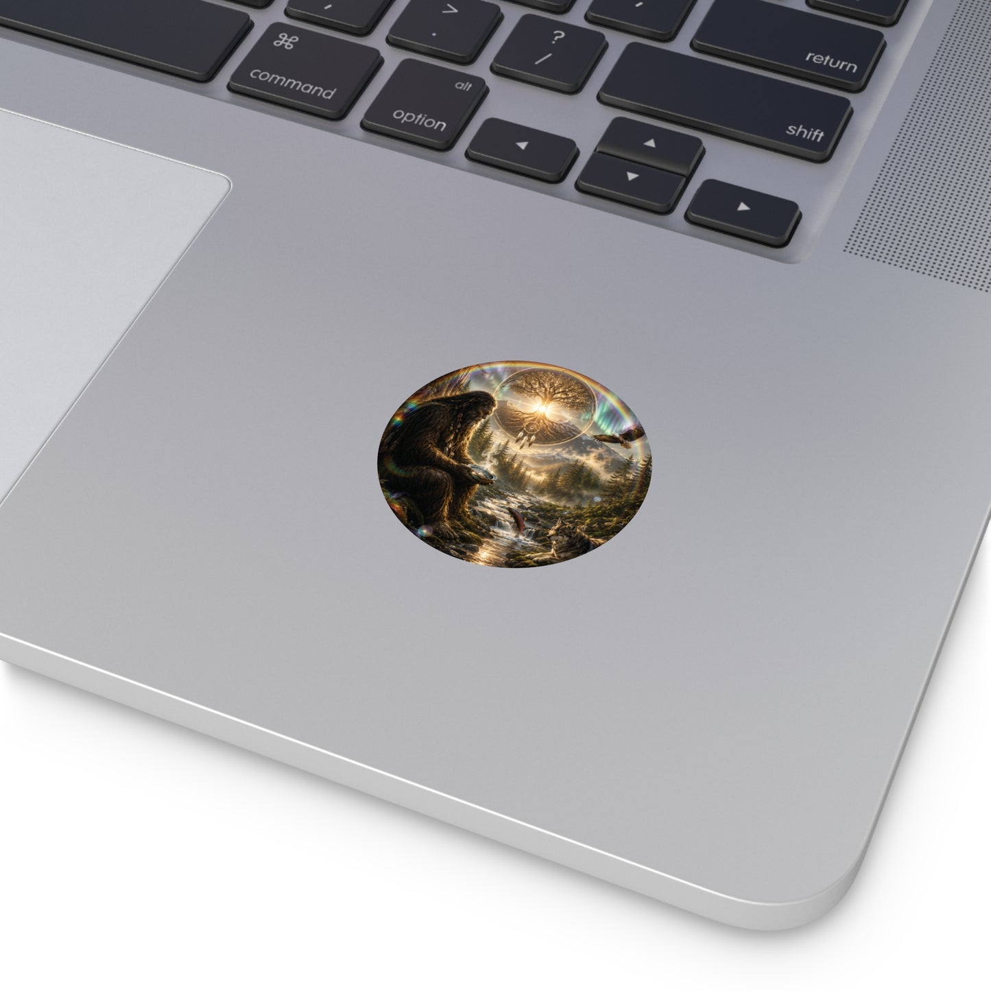 Mystical Sasquatch Nature Sticker —Keeper of Stories – Round Vinyl Sticker