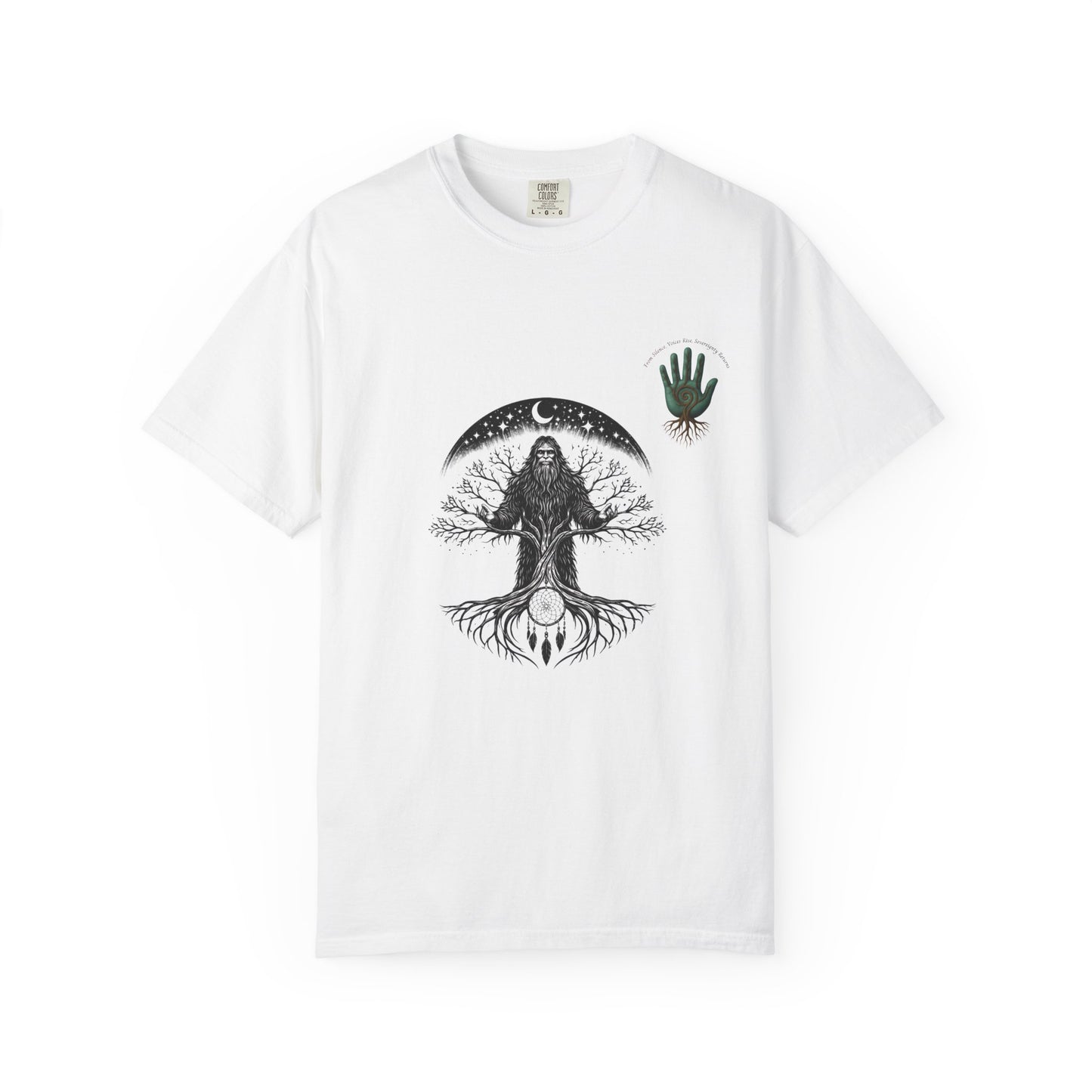 Sasquatch Guardian Tee — "Voices Rise, Sovereignty Returns" MMIW Tribute