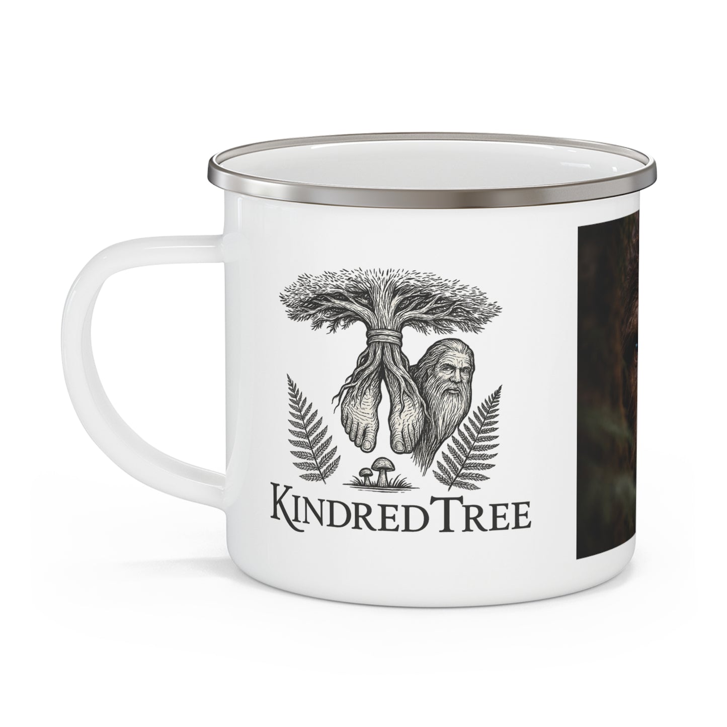 Sasquatch Guardian Eyes of the Living Rainbow- Camping Coffee Cup