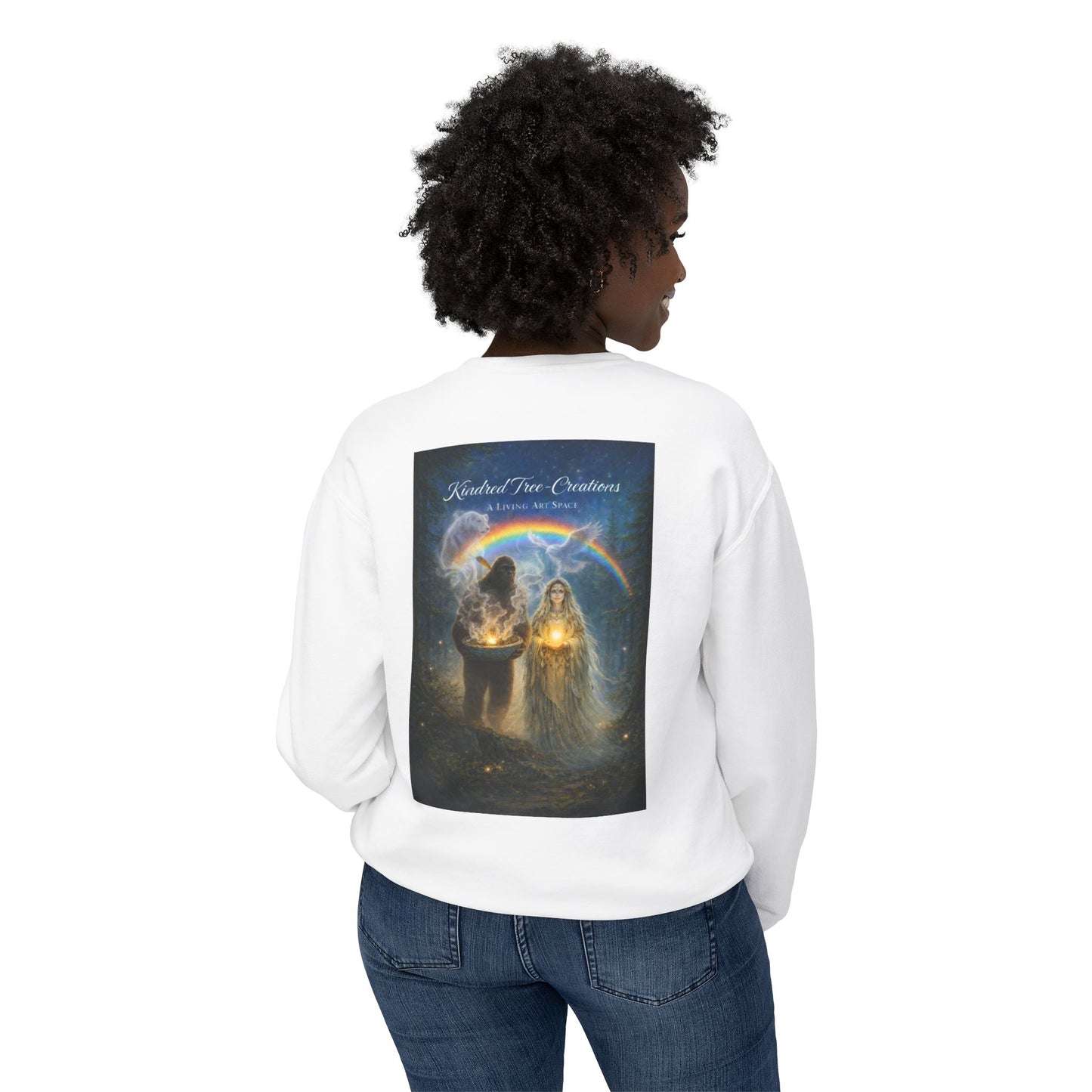 Mother Earth & Sasquatch Guardian Sweatshirt — Heart of the Earth Spiritual Harmony Crewneck