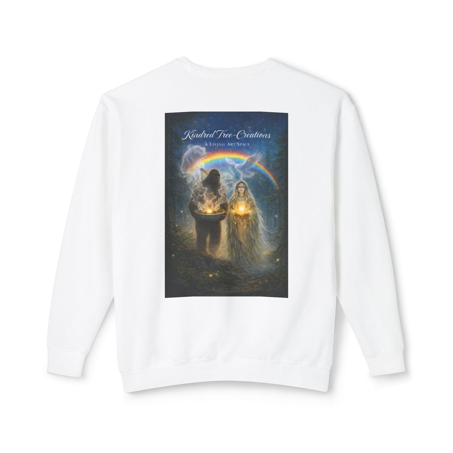 Mother Earth & Sasquatch Guardian Sweatshirt — Heart of the Earth Spiritual Harmony Crewneck