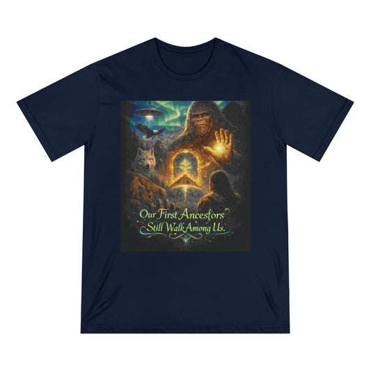 Ancient Watchers— "Our First Ancestors Still Walk Among Us" Sasquatch Message to Humanity Tee