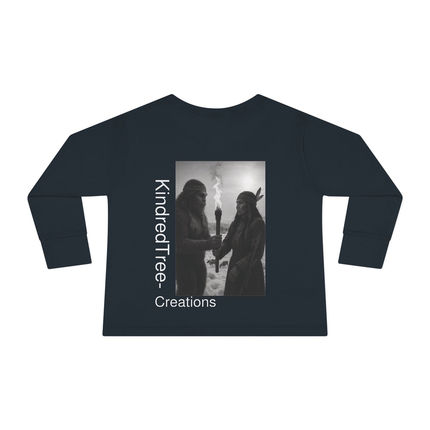 Toddler Long Sleeve Tee - Sasquatch Shaman and Native Siberian Women in Snow Design