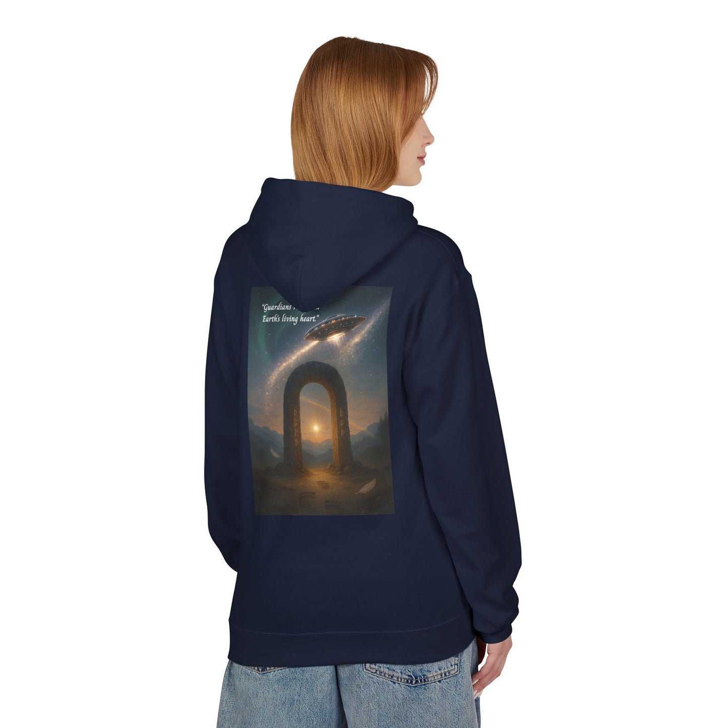 Cosmic Portal Hoodie — "Searching for Earth’s Story" Astral Landscape Pullover