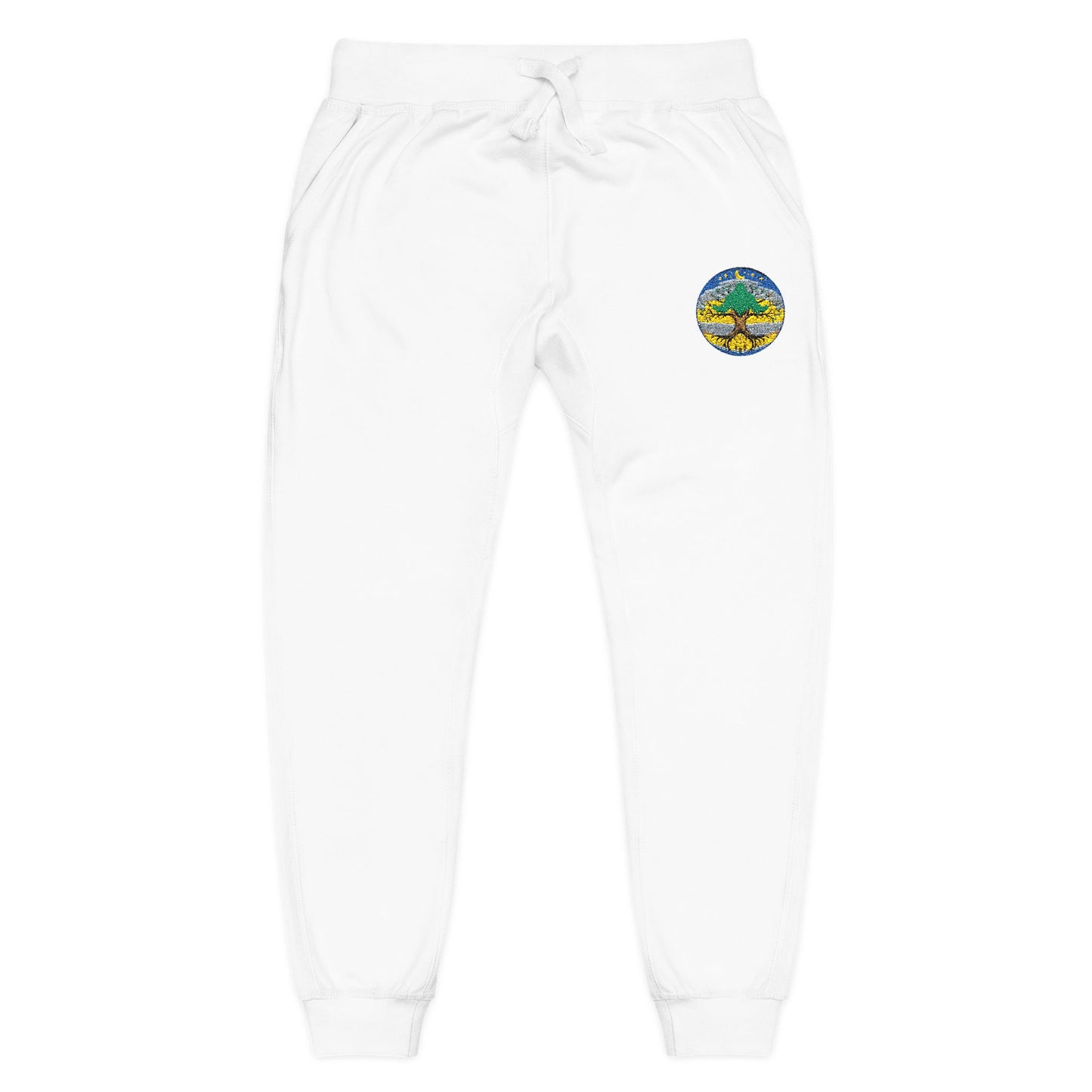 Embroidered Coral Fleece Sweatpants — Kindred Realms-Living Tree Bridge Emblem