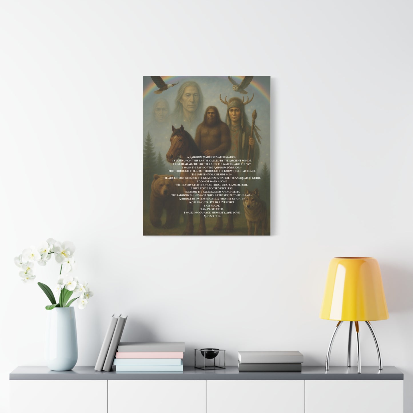 Canvas Wall Art - Guardian Sasquatch on Horse Spirit Animals Matte Canvas