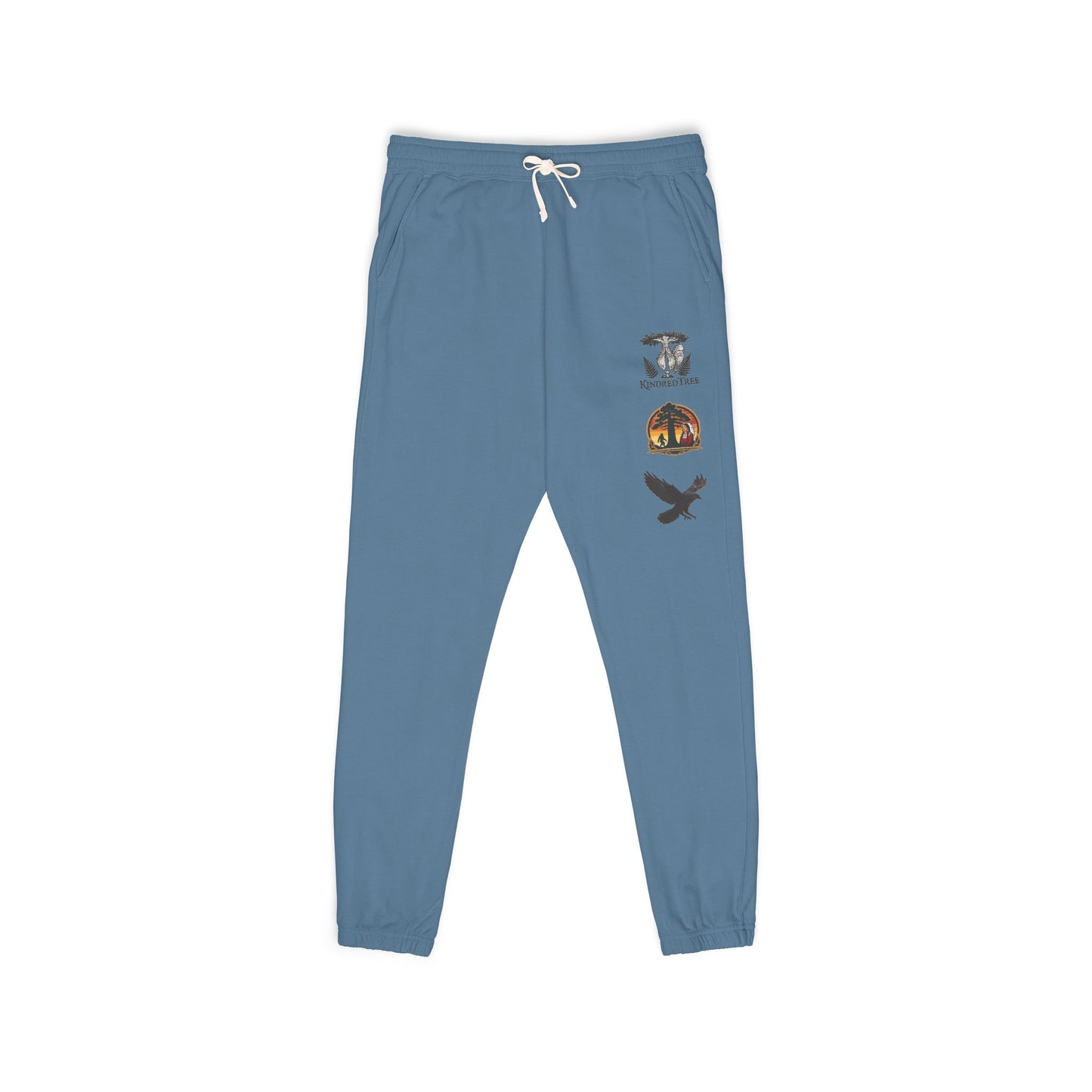 KindredTree emblem and crest design Sweatpants — Cozy Fleece Joggers with Raven