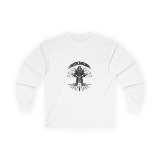 Bigfoot Forest Graphic Tee — Sasquatch Illustration Long Sleeve
