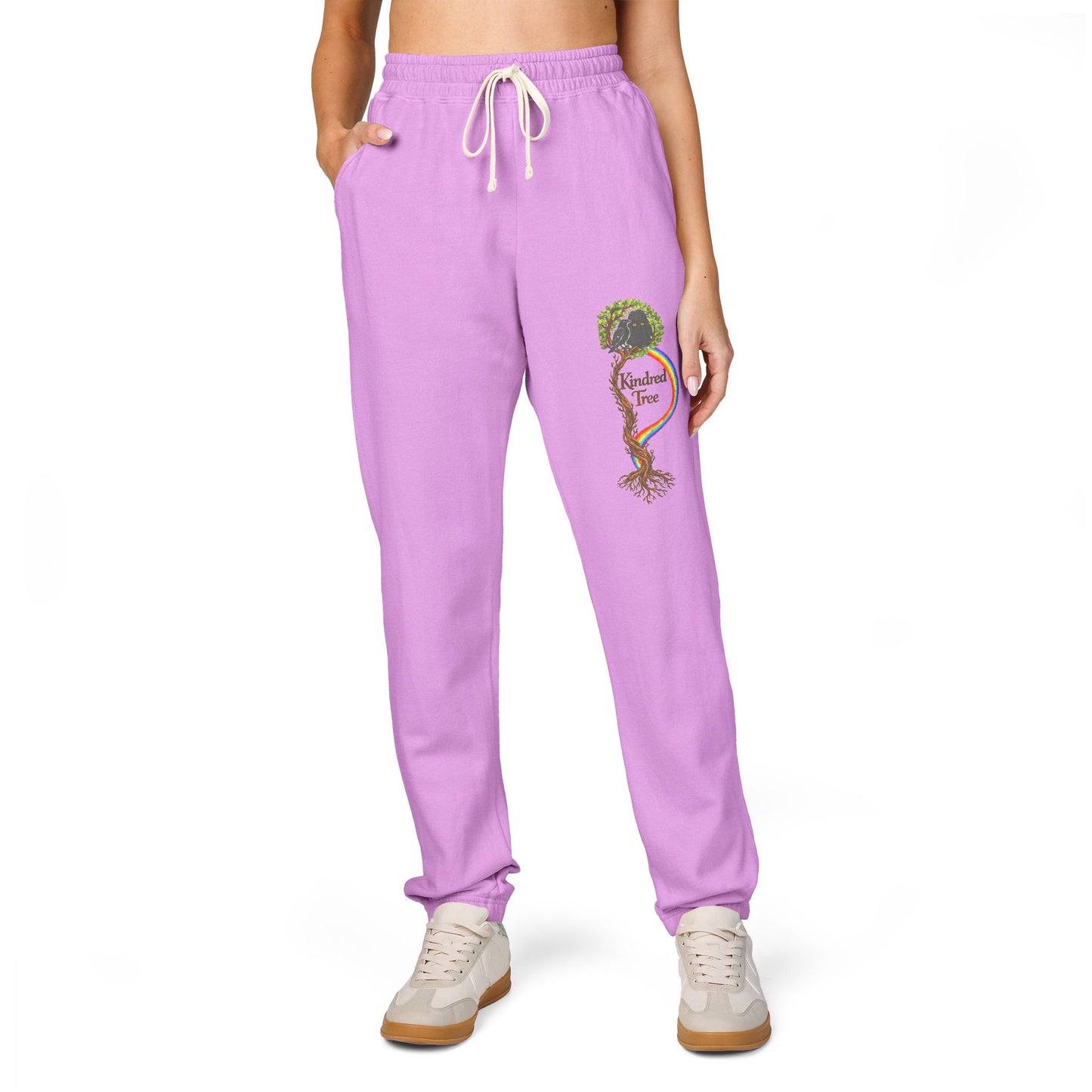 KindredTree- Guardian Roots Embroidery Joggers Fleece Sweatpants