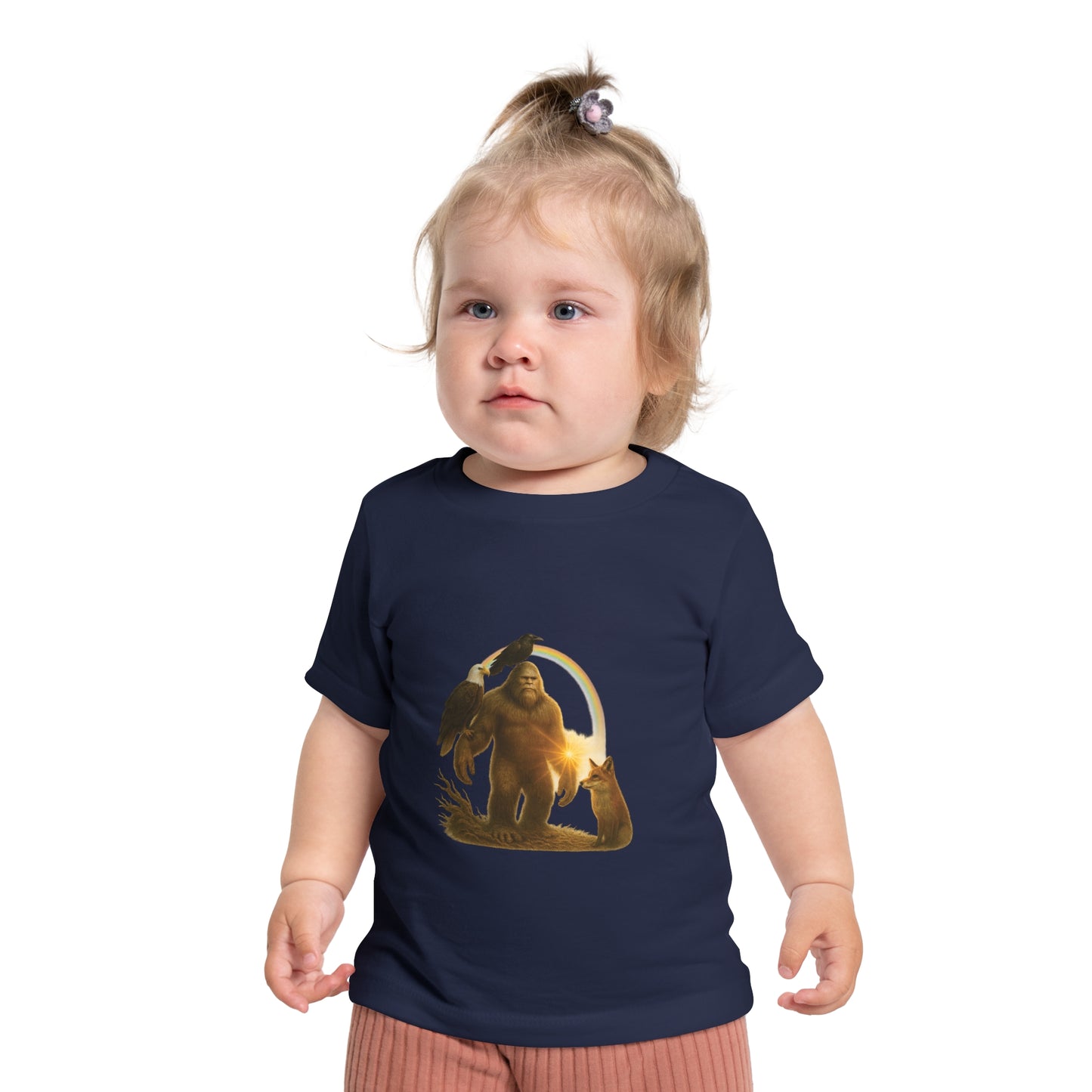 Bigfoot & Friends Baby T-Shirt — Cute Sasquatch, Horse & Raven Infant Tee