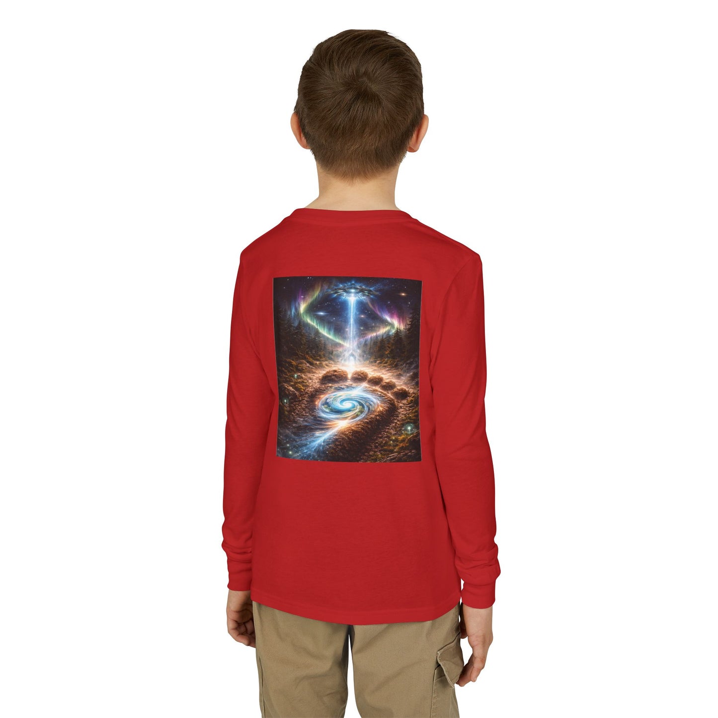 Youth Long Sleeve Tee — Elder Sasquatch and Eagle Galaxy Design