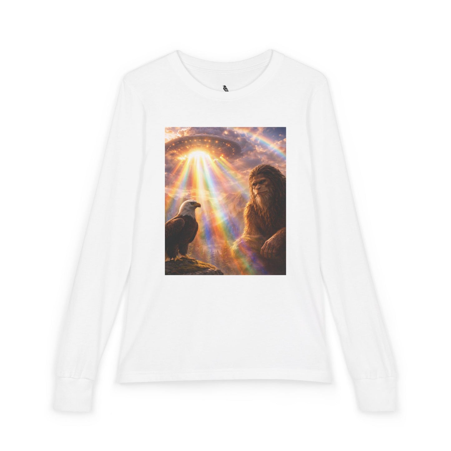Youth Long Sleeve Tee — Elder Sasquatch and Eagle Galaxy Design