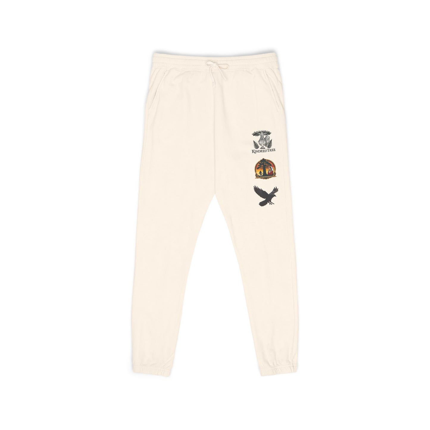 KindredTree emblem and crest design Sweatpants — Cozy Fleece Joggers with Raven