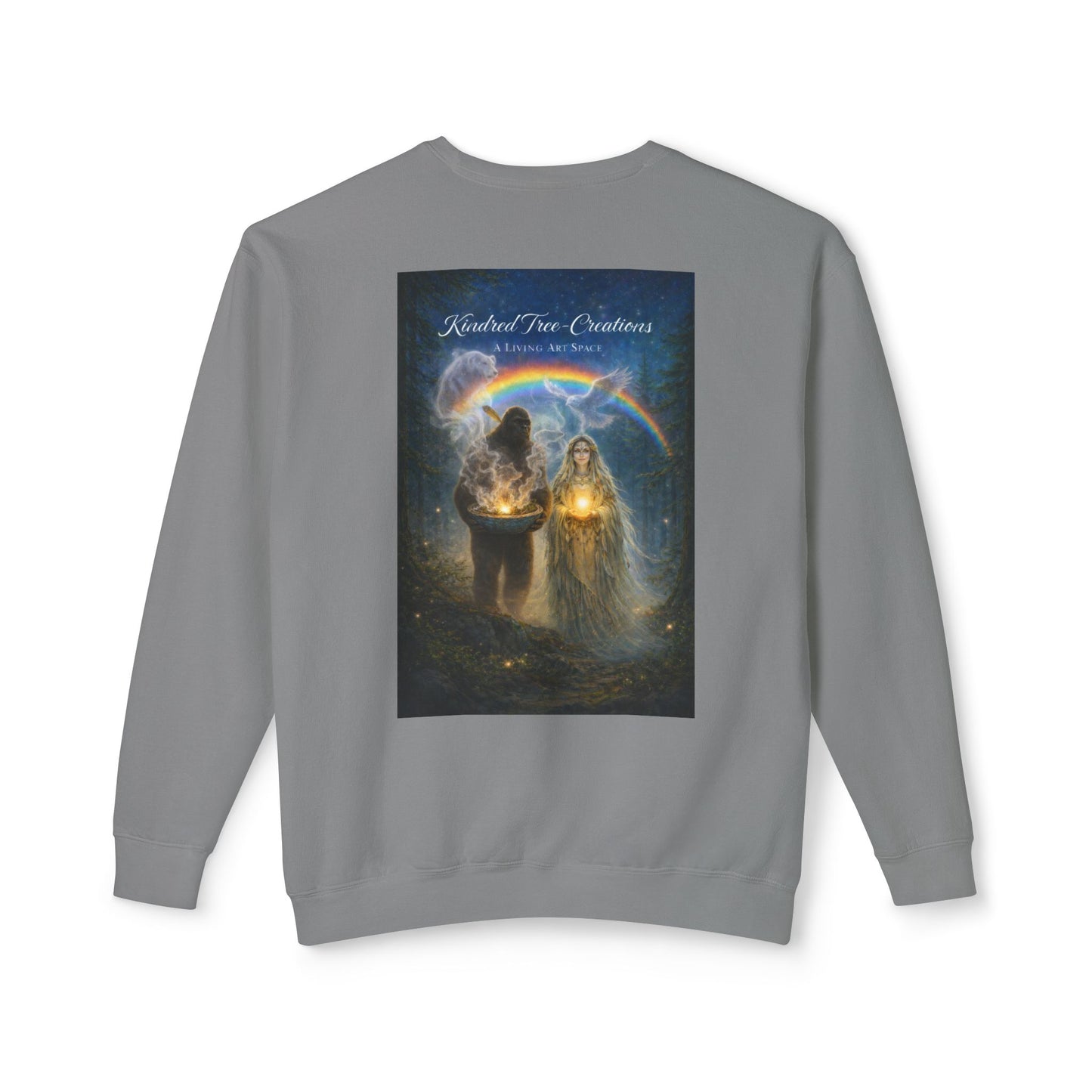Mother Earth & Sasquatch Guardian Sweatshirt — Heart of the Earth Spiritual Harmony Crewneck