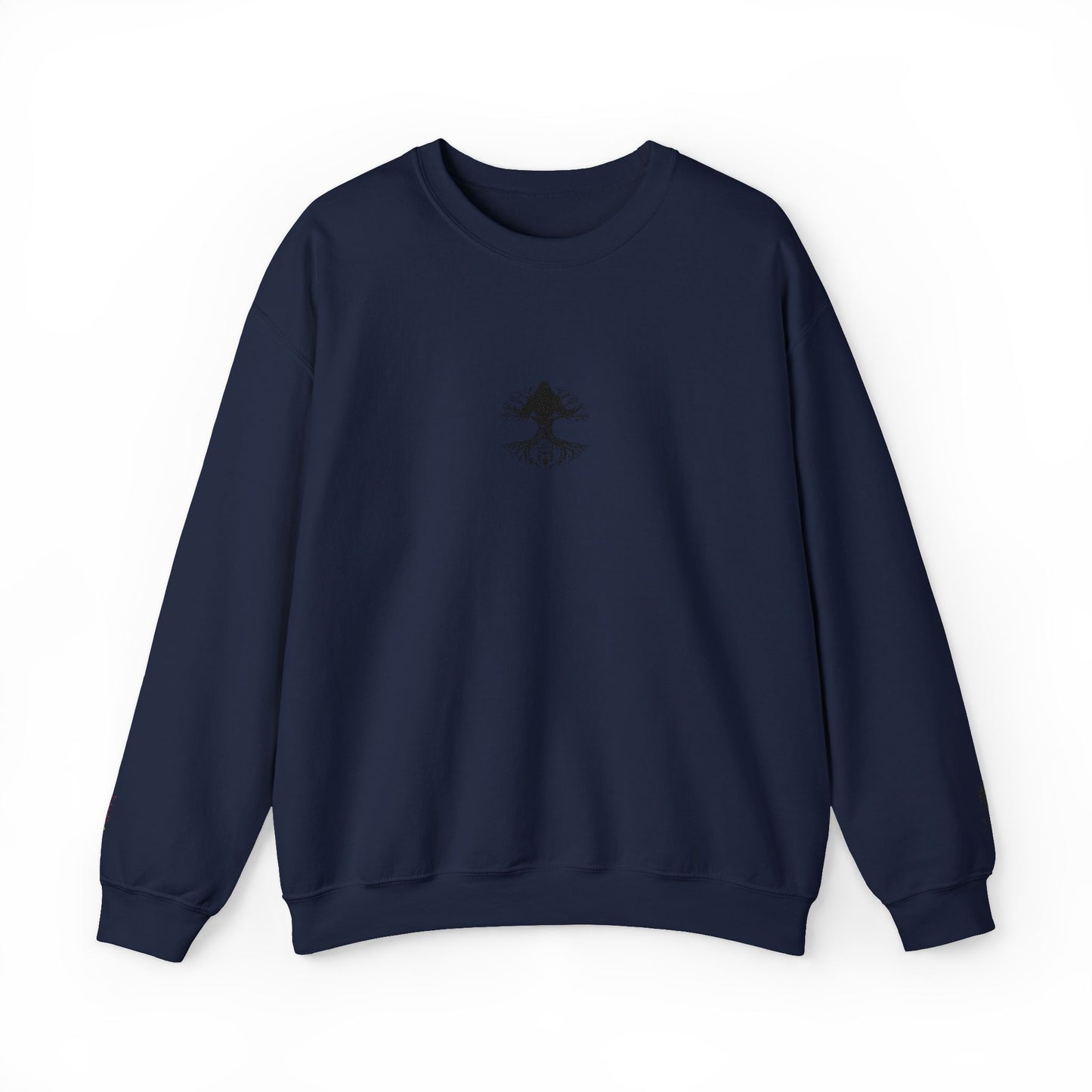 Mystical Tree Crewneck Sweatshirt — Small Center Graphic, Minimalist Nature Design