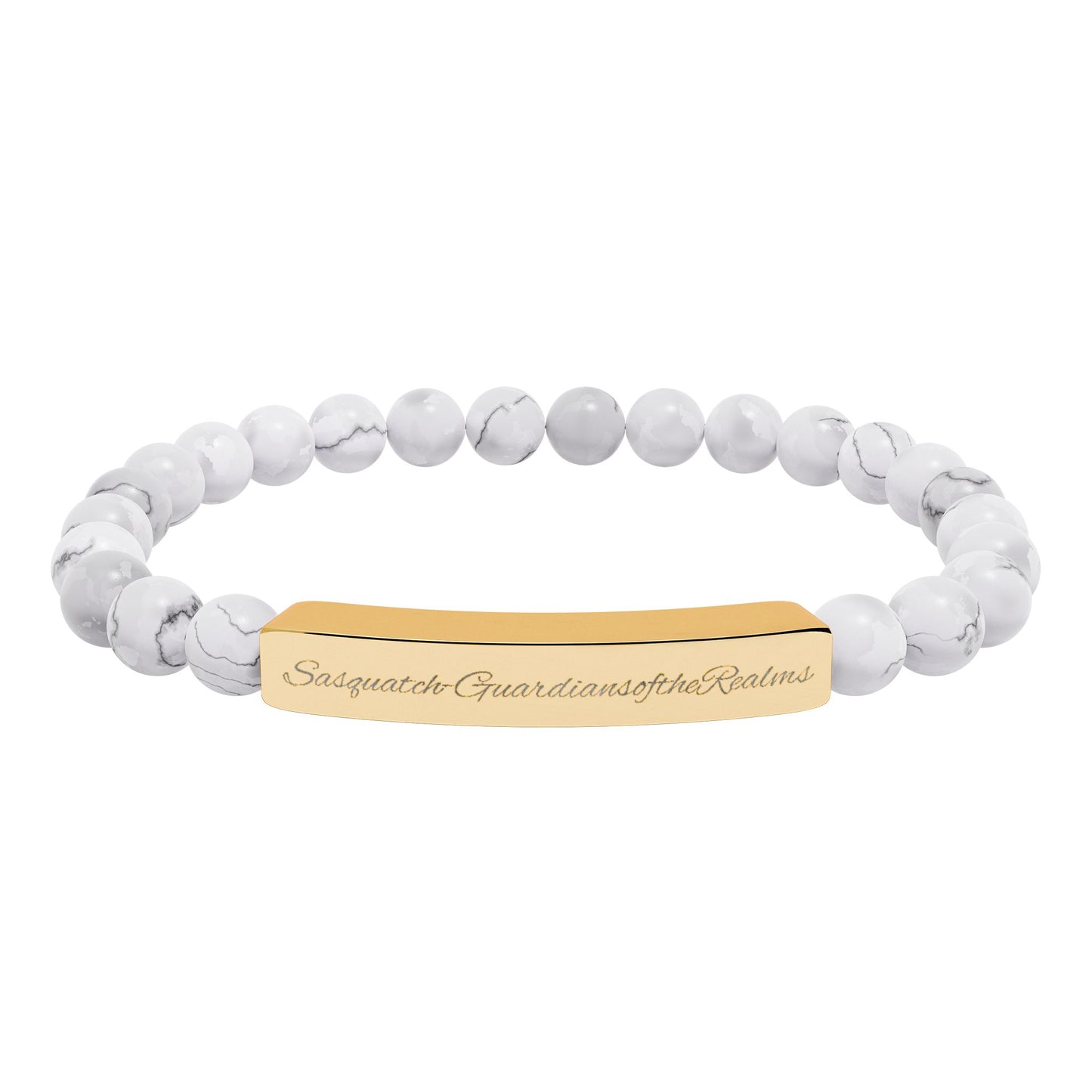 Engravable Natural Stone Bar Bracelet | Stretch Beaded Bracelet