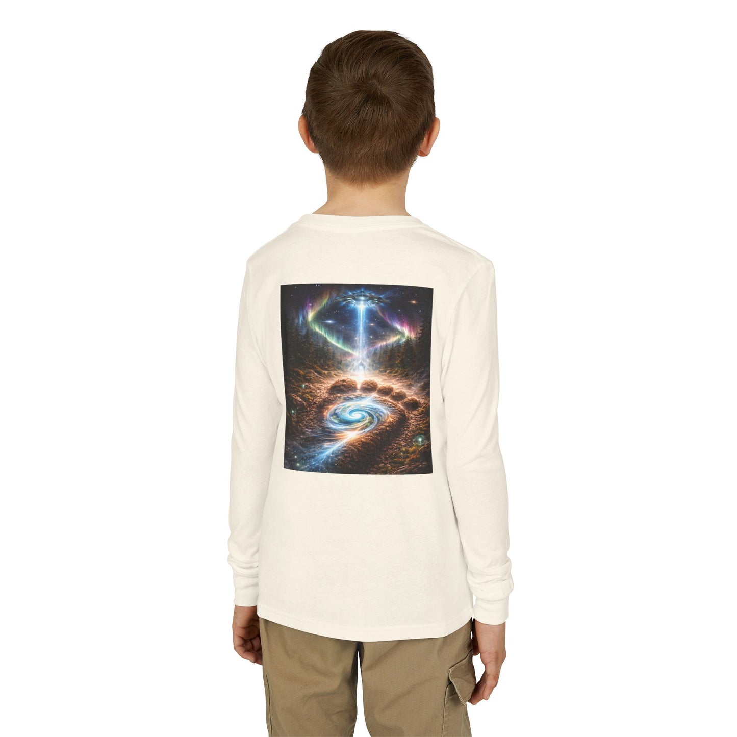 Youth Long Sleeve Tee — Elder Sasquatch and Eagle Galaxy Design