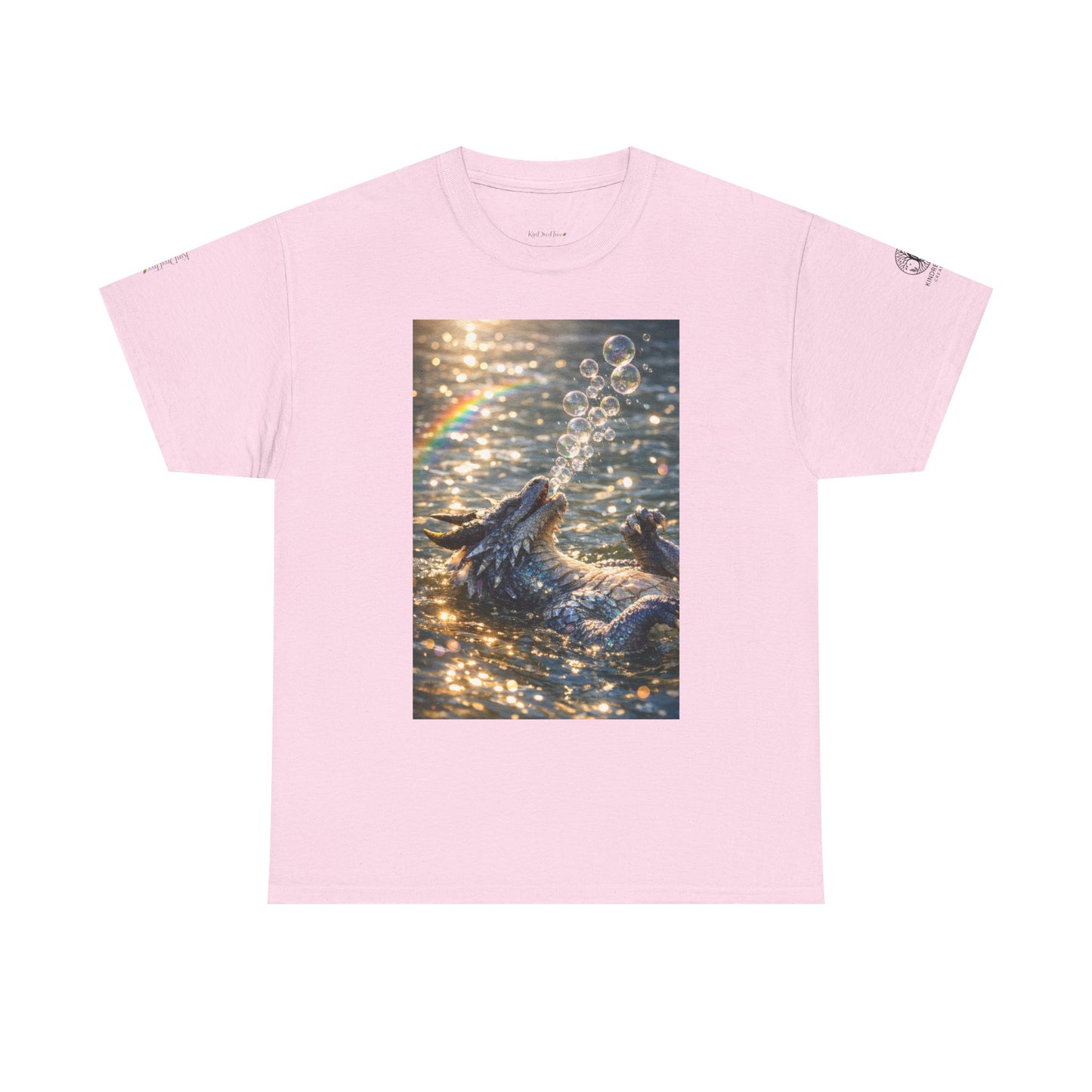 Dragon Blowing Bubbles Dream Tee — Playful Sparkly Dragon T-Shirt with Sparkling Rainbow