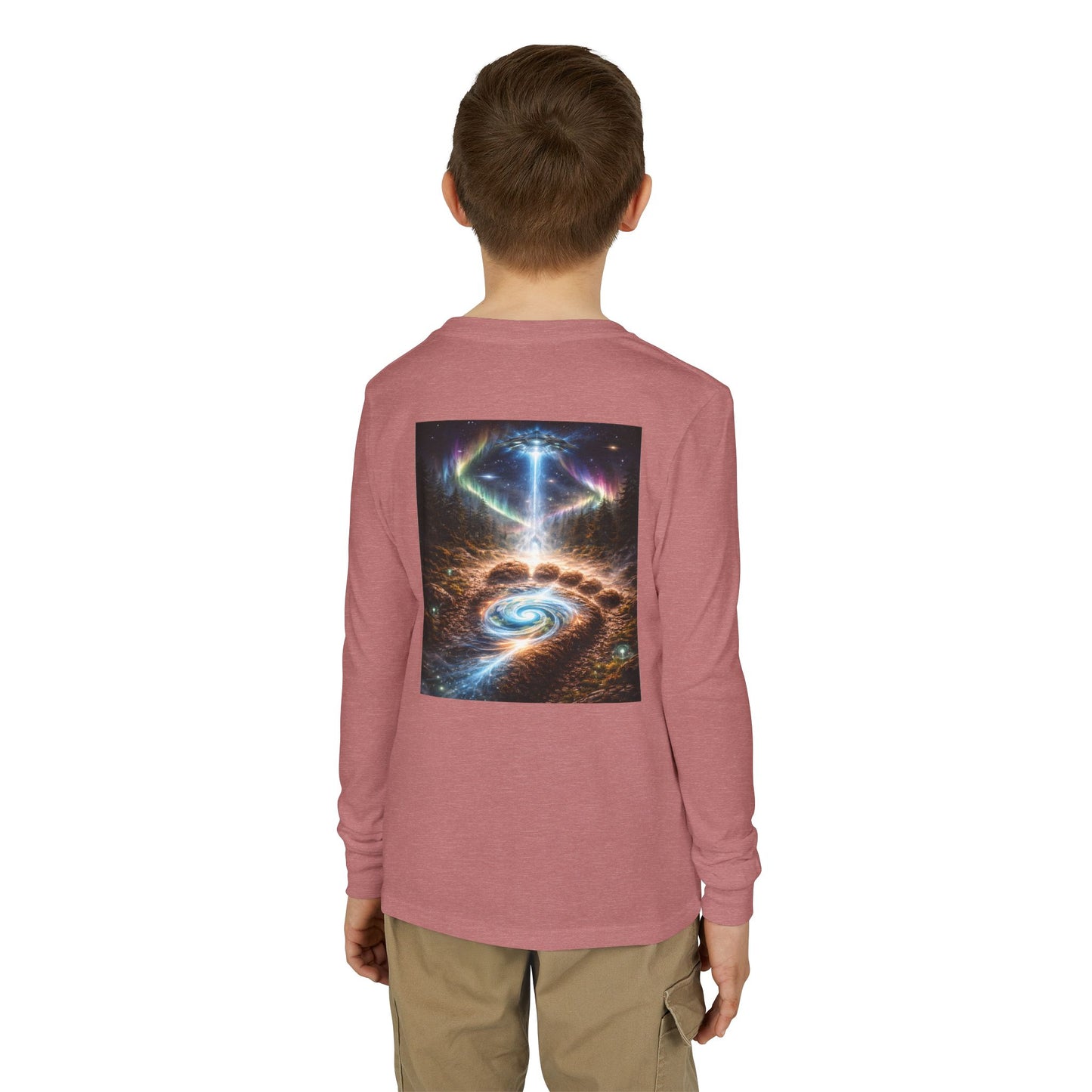 Youth Long Sleeve Tee — Elder Sasquatch and Eagle Galaxy Design