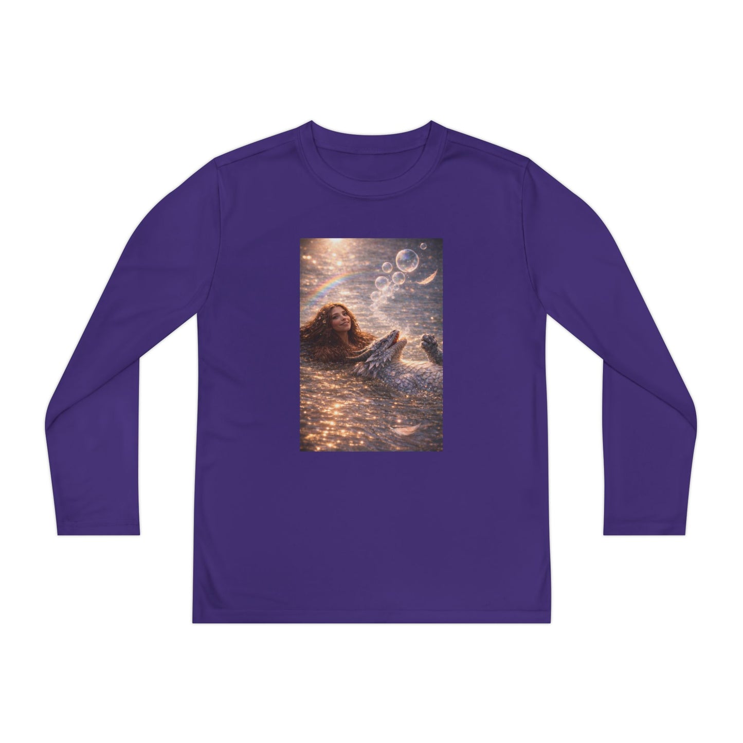 Youth Long Sleeve Tee — "Friends Come in Many Forms" Sasquatch & Dragon Dreamscape