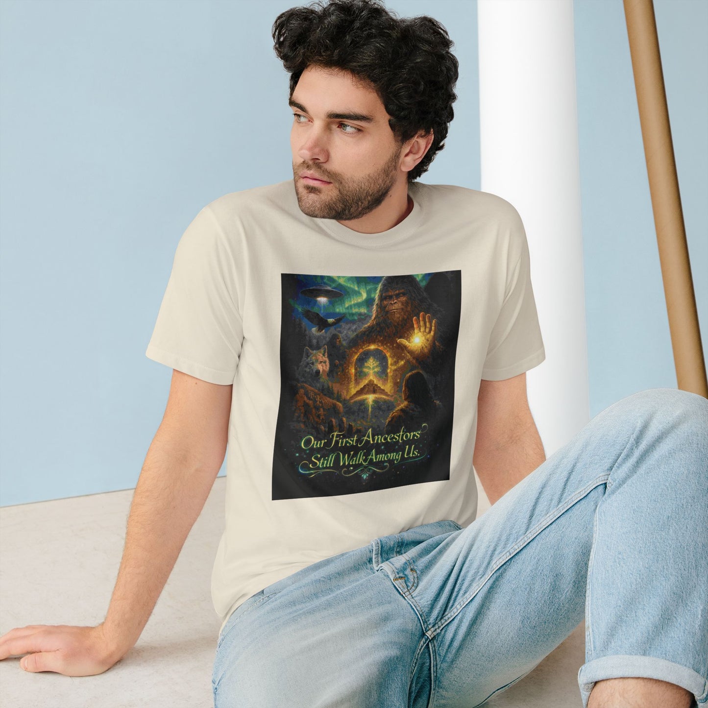 Ancient Watchers— "Our First Ancestors Still Walk Among Us" Sasquatch Message to Humanity Tee