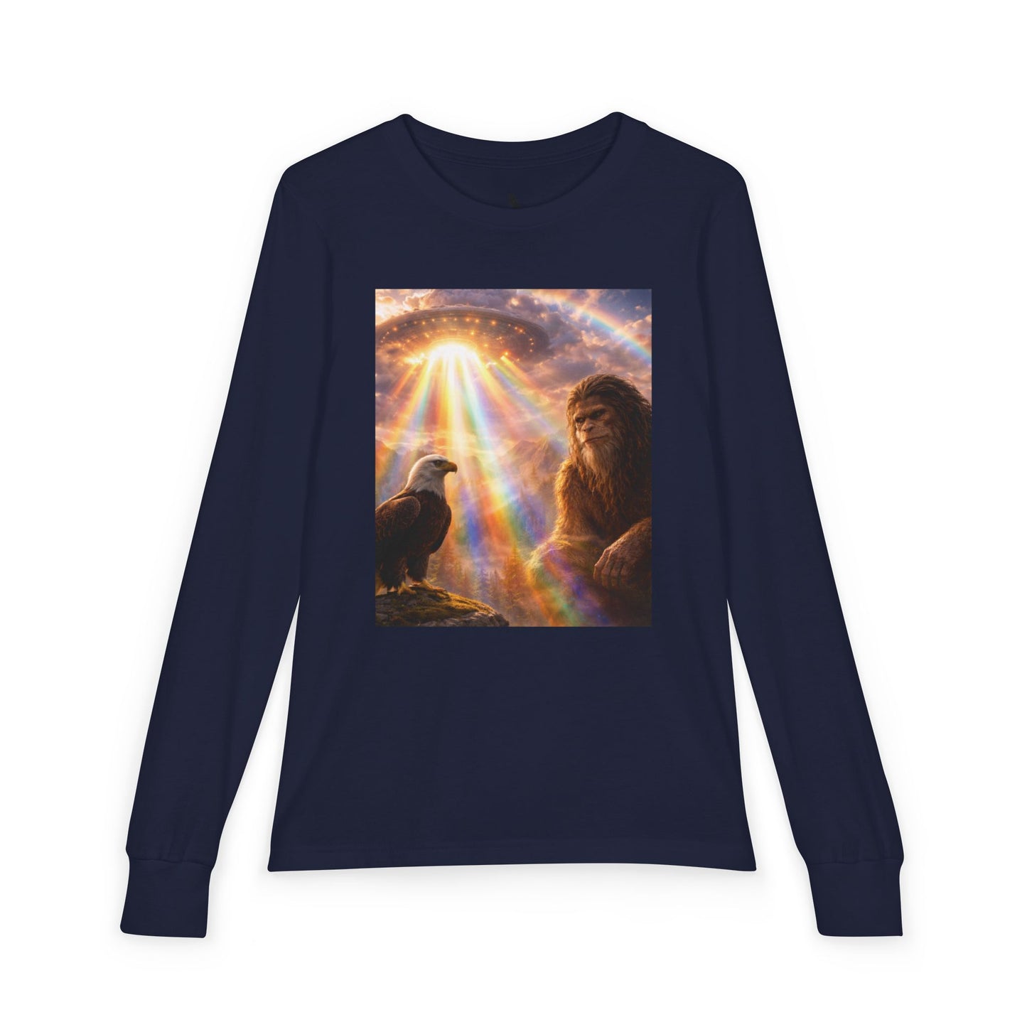 Youth Long Sleeve Tee — Elder Sasquatch and Eagle Galaxy Design