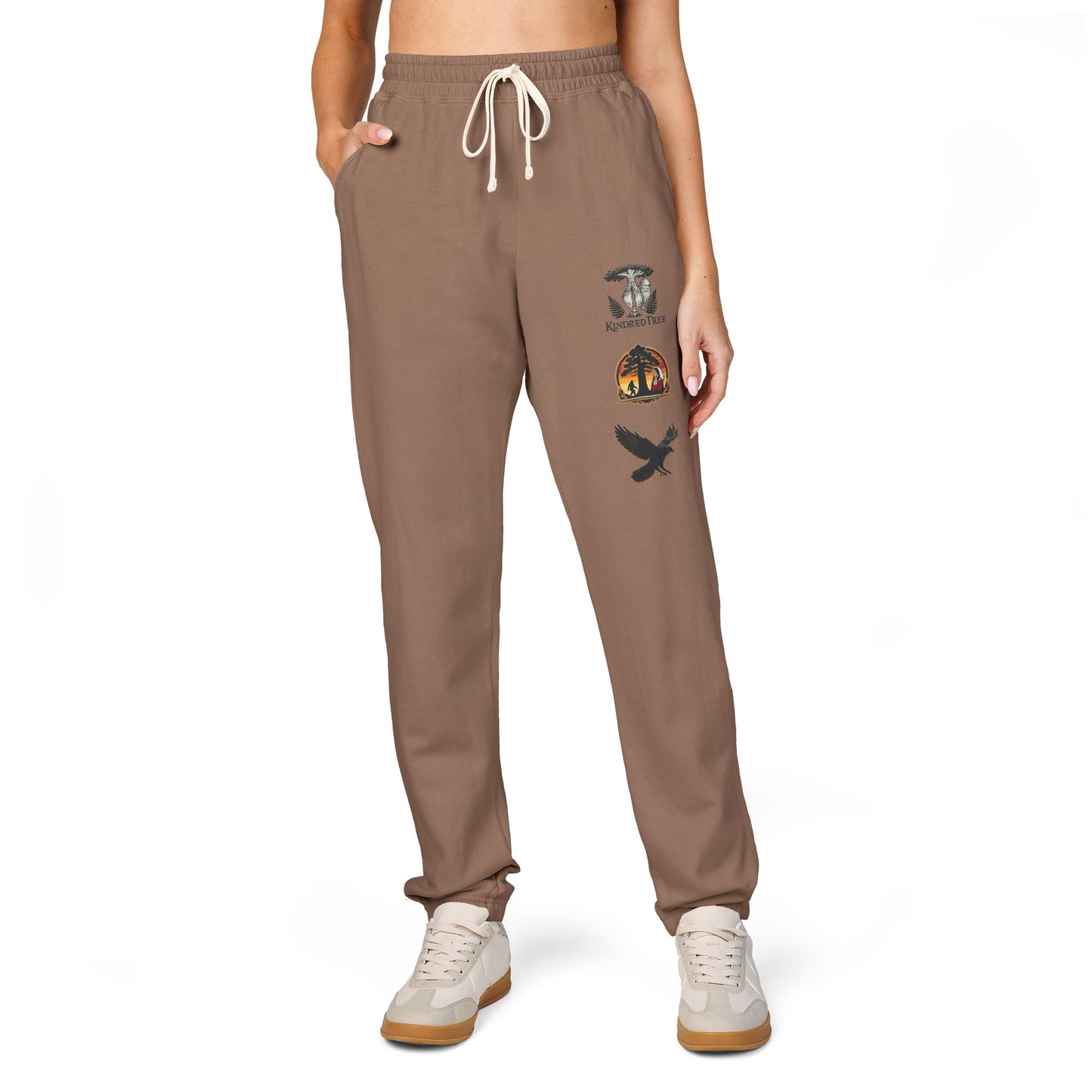 KindredTree emblem and crest design Sweatpants — Cozy Fleece Joggers with Raven