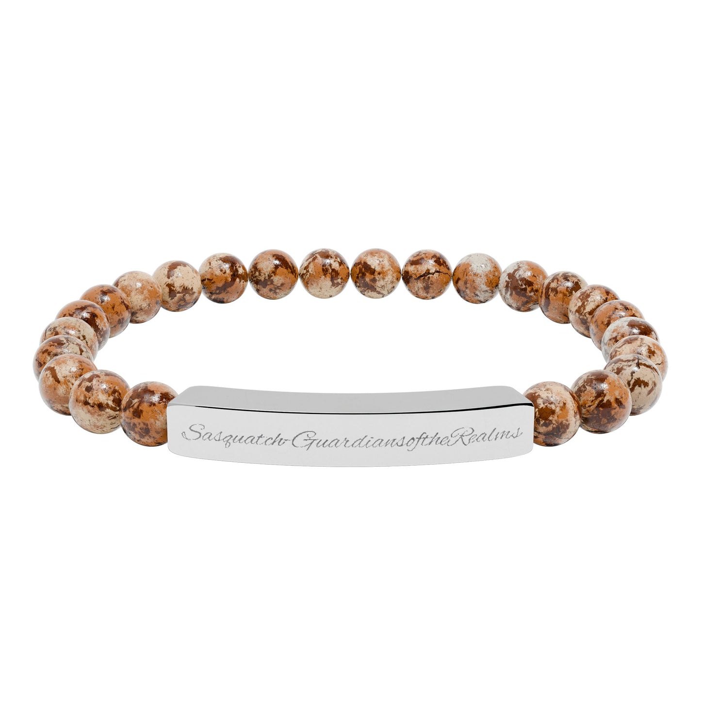 Engravable Natural Stone Bar Bracelet | Stretch Beaded Bracelet