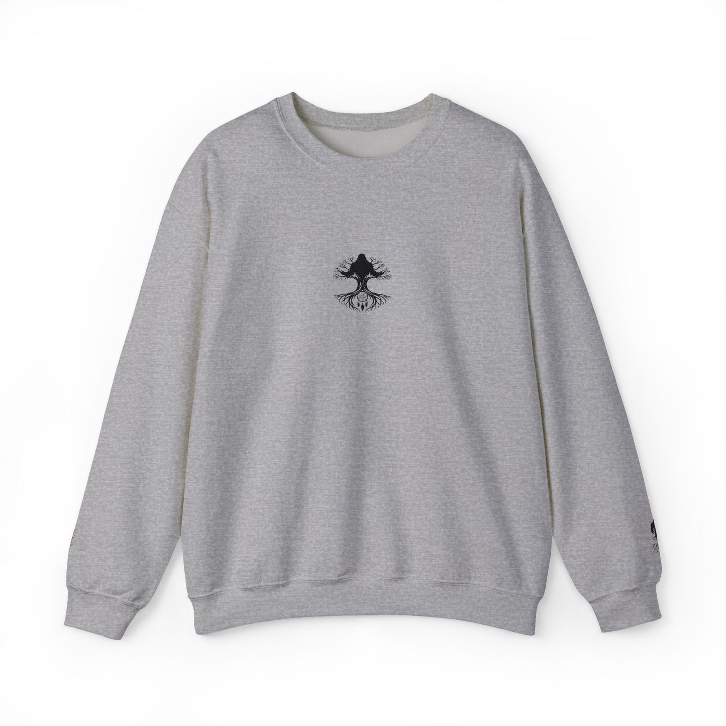 Mystical Tree Crewneck Sweatshirt — Small Center Graphic, Minimalist Nature Design
