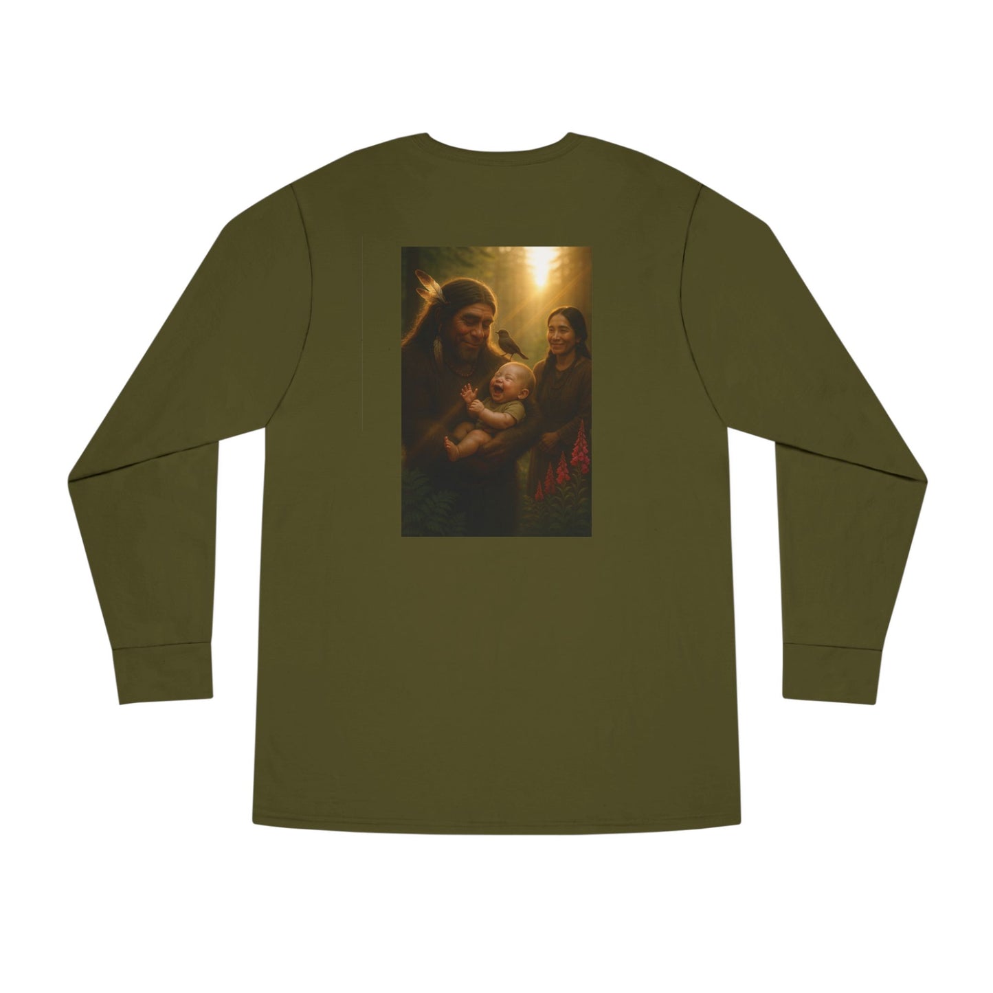 Long Sleeve Tee - Female Sasquatch and Native Women picking Blackberries