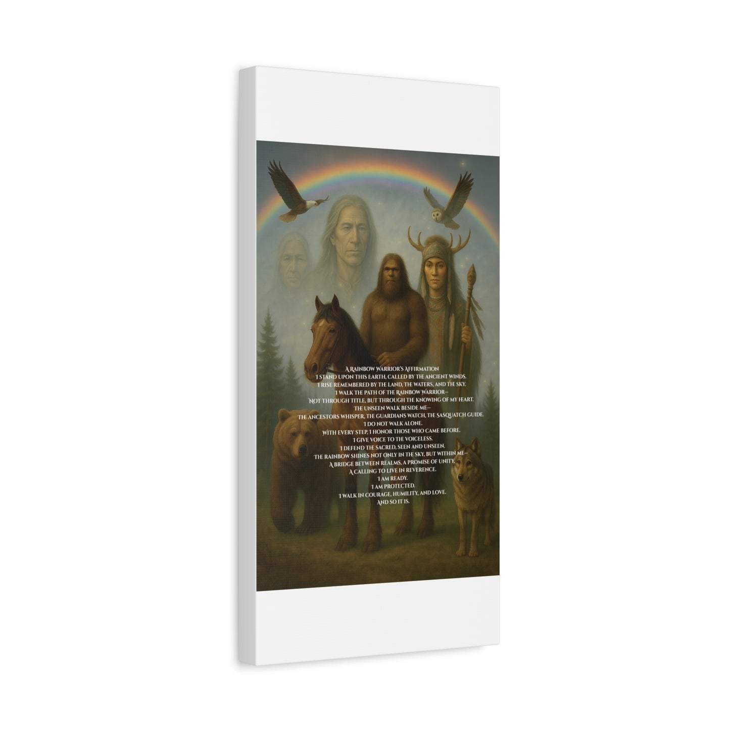 Canvas Wall Art - Guardian Sasquatch on Horse Spirit Animals Matte Canvas