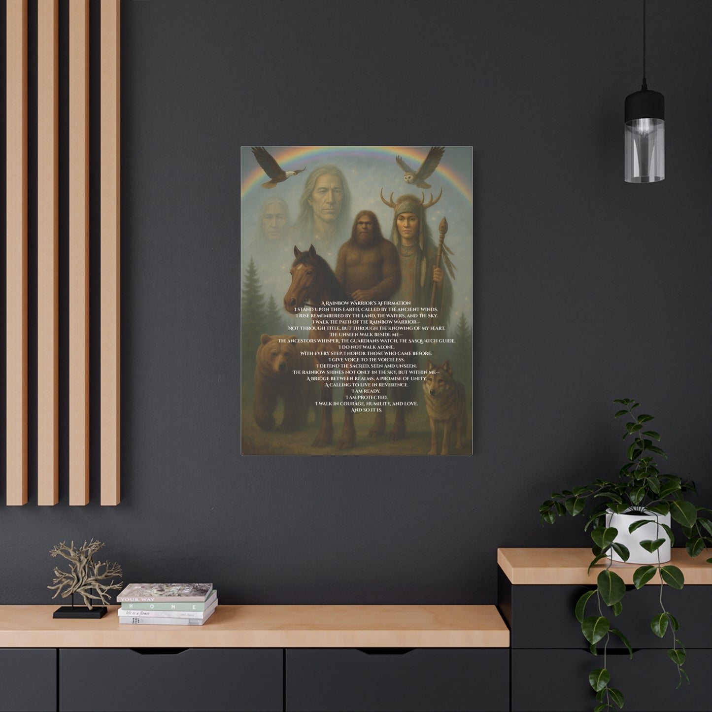 Canvas Wall Art - Guardian Sasquatch on Horse Spirit Animals Matte Canvas