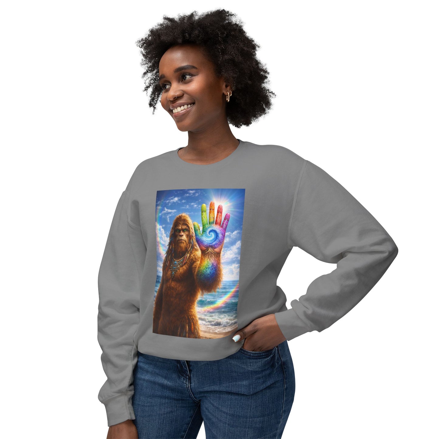 ALL LIFE MATTERS — The Sasquatch Forest Elder’s- Hand Crewneck Sweatshirt