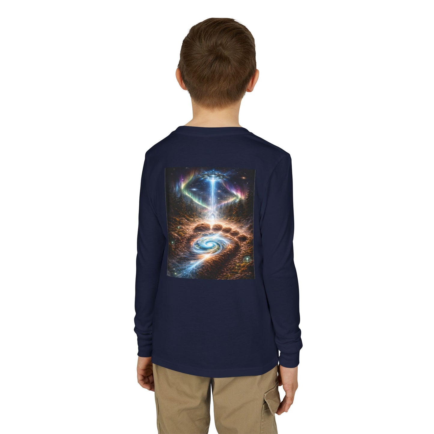 Youth Long Sleeve Tee — Elder Sasquatch and Eagle Galaxy Design