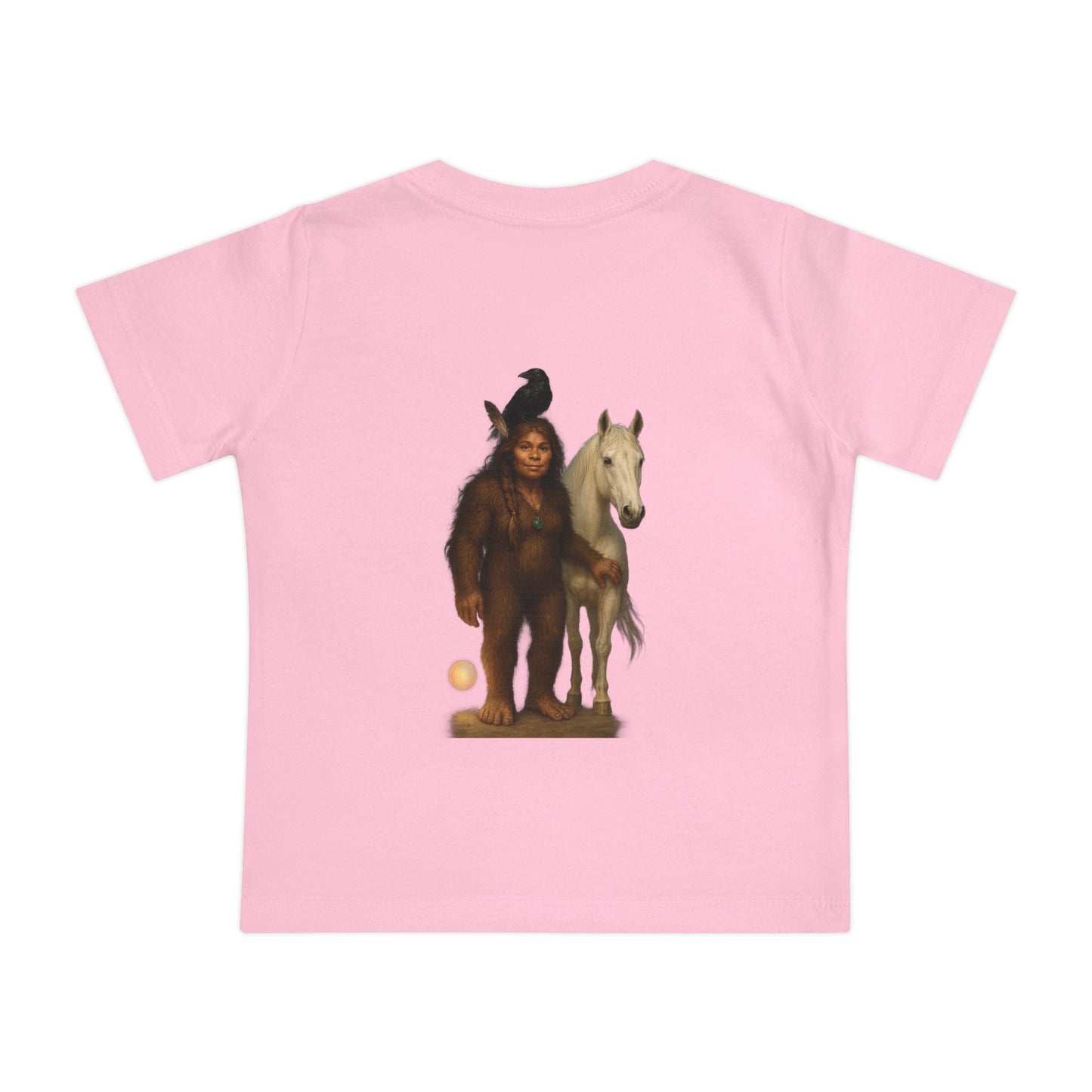 Bigfoot & Friends Baby T-Shirt — Cute Sasquatch, Horse & Raven Infant Tee
