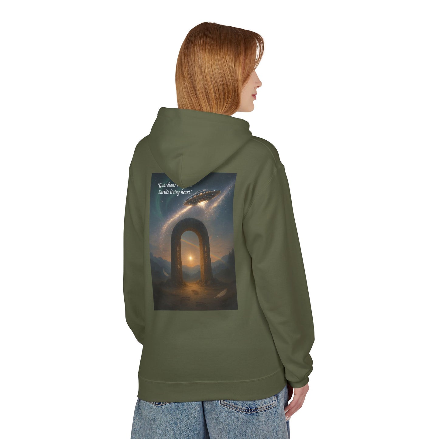 Cosmic Portal Hoodie — "Searching for Earth’s Story" Astral Landscape Pullover
