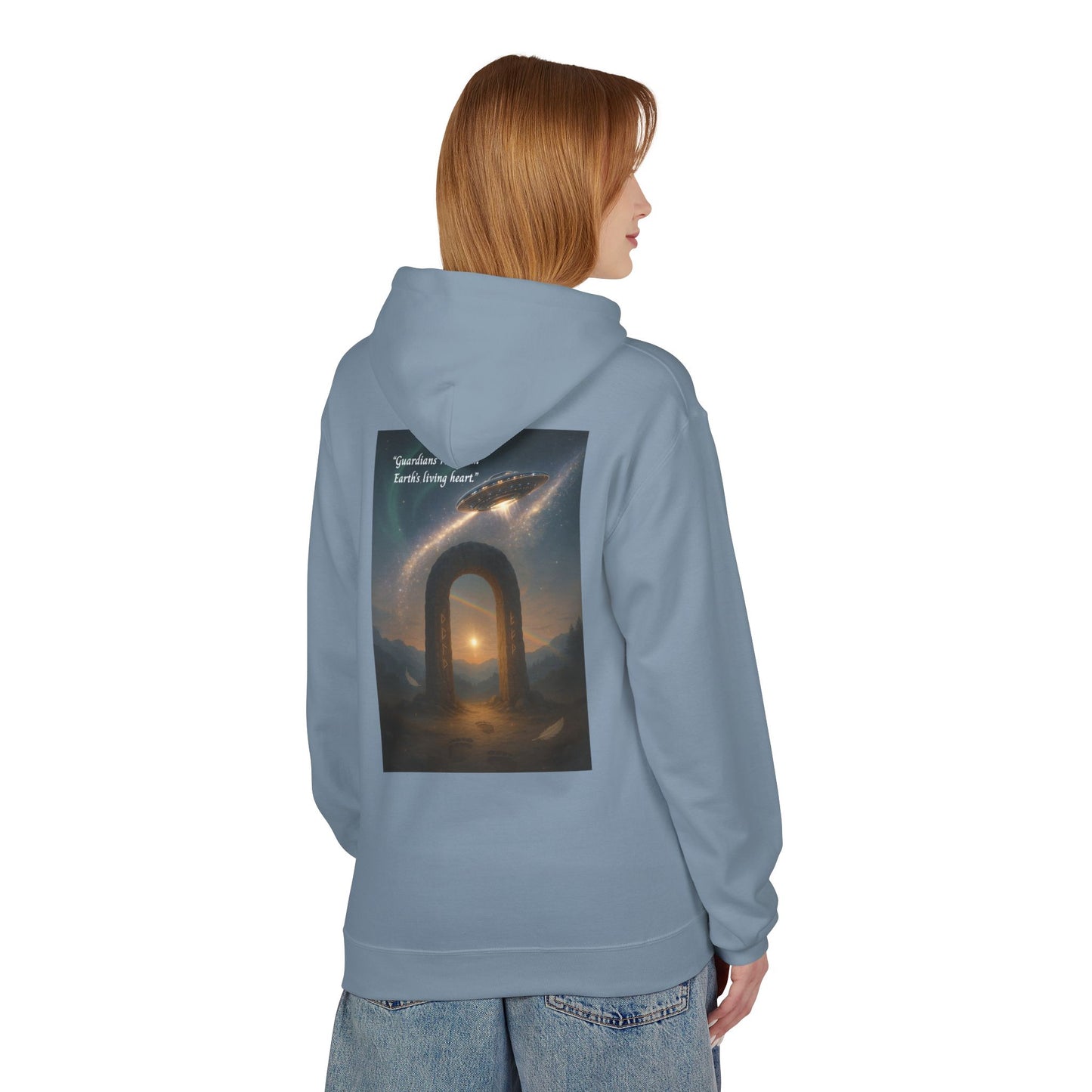 Cosmic Portal Hoodie — "Searching for Earth’s Story" Astral Landscape Pullover