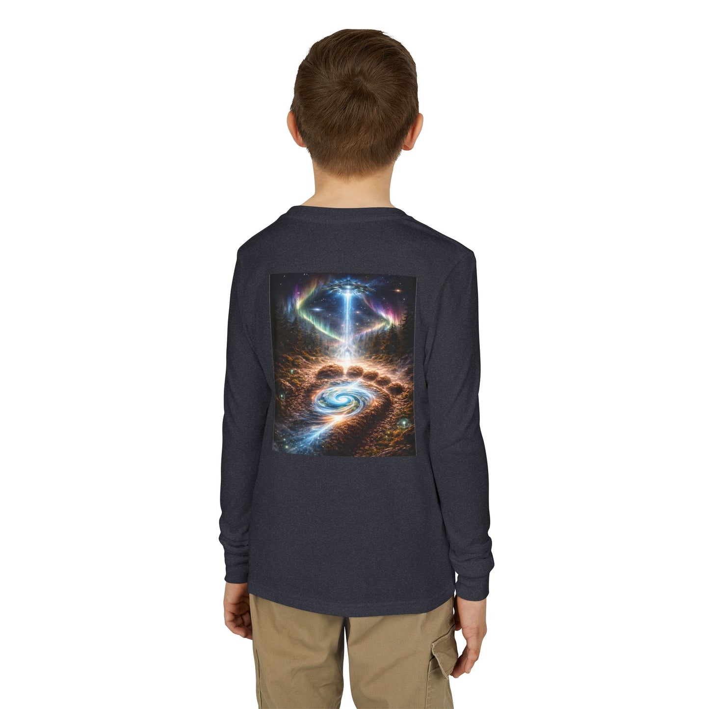 Youth Long Sleeve Tee — Elder Sasquatch and Eagle Galaxy Design
