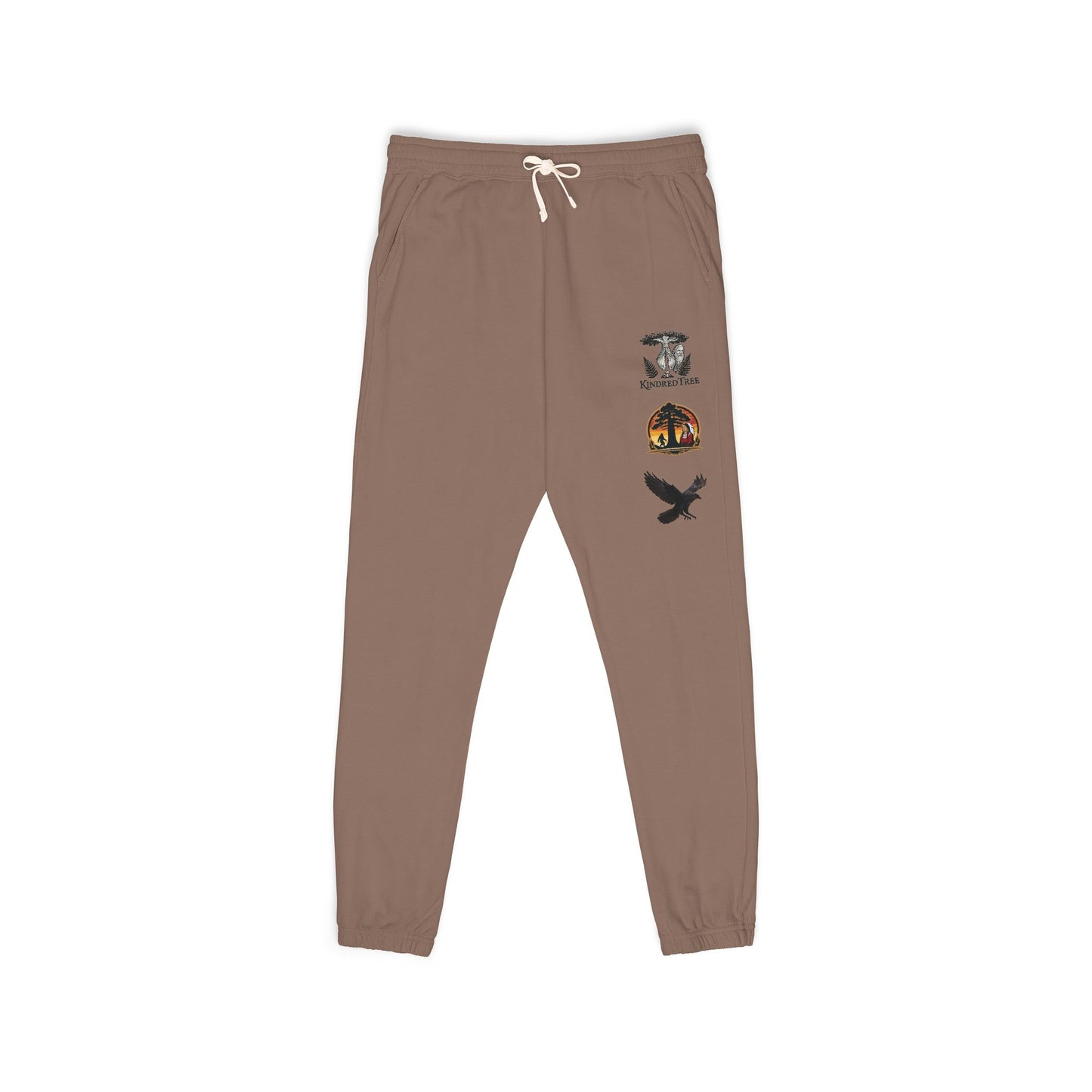 KindredTree emblem and crest design Sweatpants — Cozy Fleece Joggers with Raven