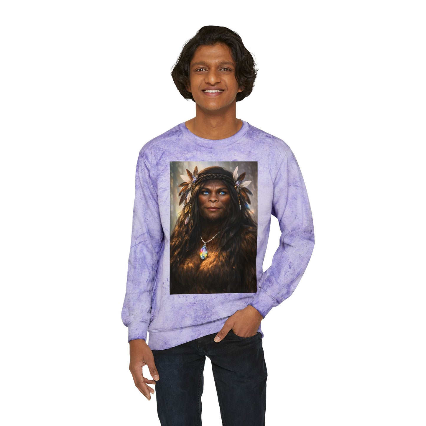Sasquatch Royal Guardian, Eyes of the Living Rainbow- Crewneck Sweatshirt