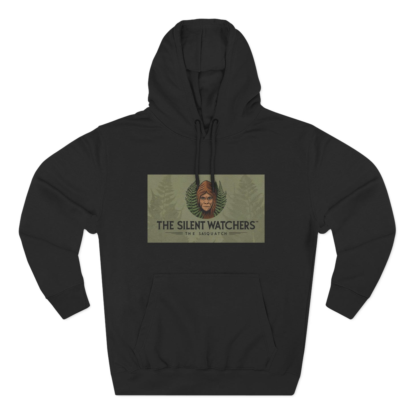 Fleece Hoodie - Female Sasquatch Hiding in the Fern The Silent Watcher