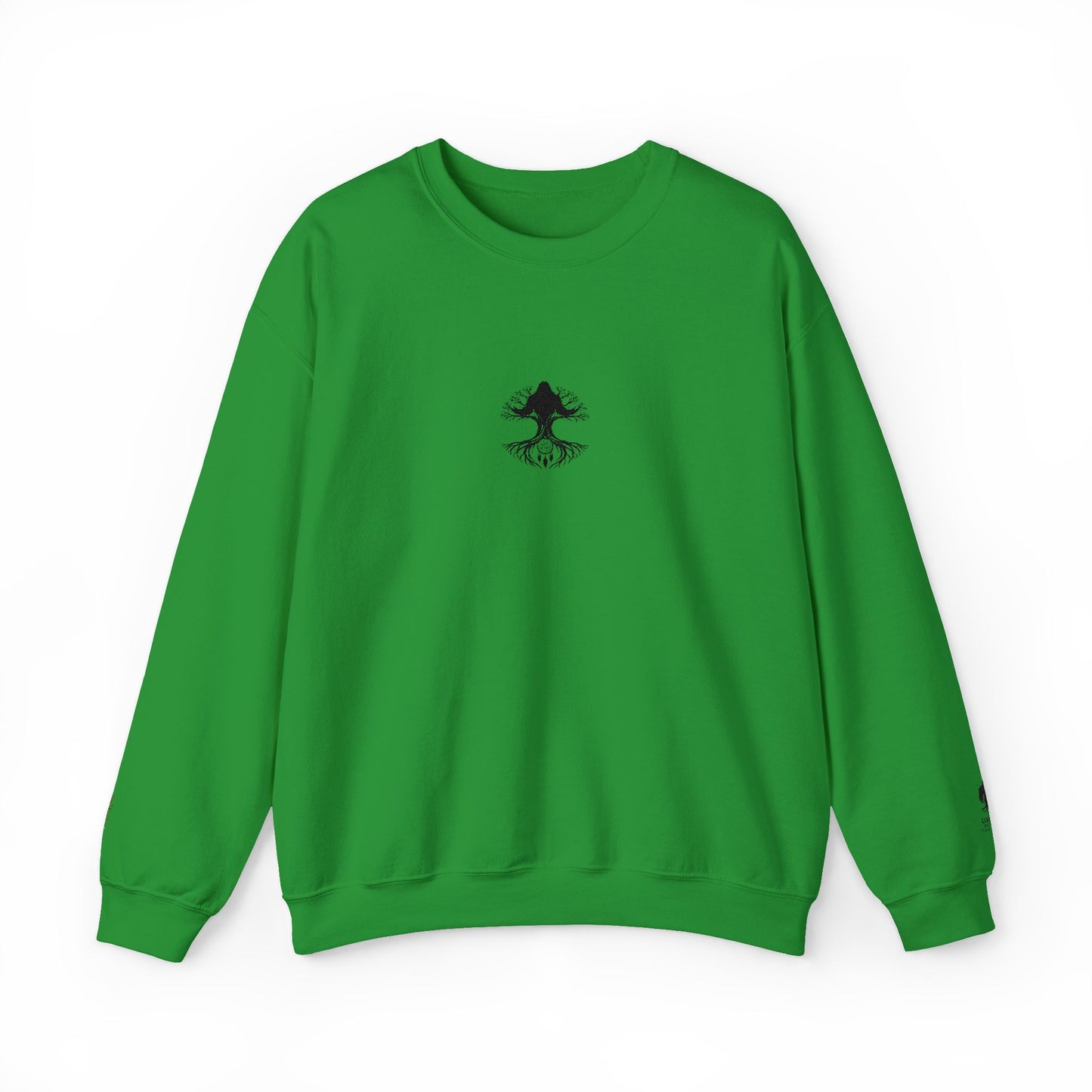 Mystical Tree Crewneck Sweatshirt — Small Center Graphic, Minimalist Nature Design