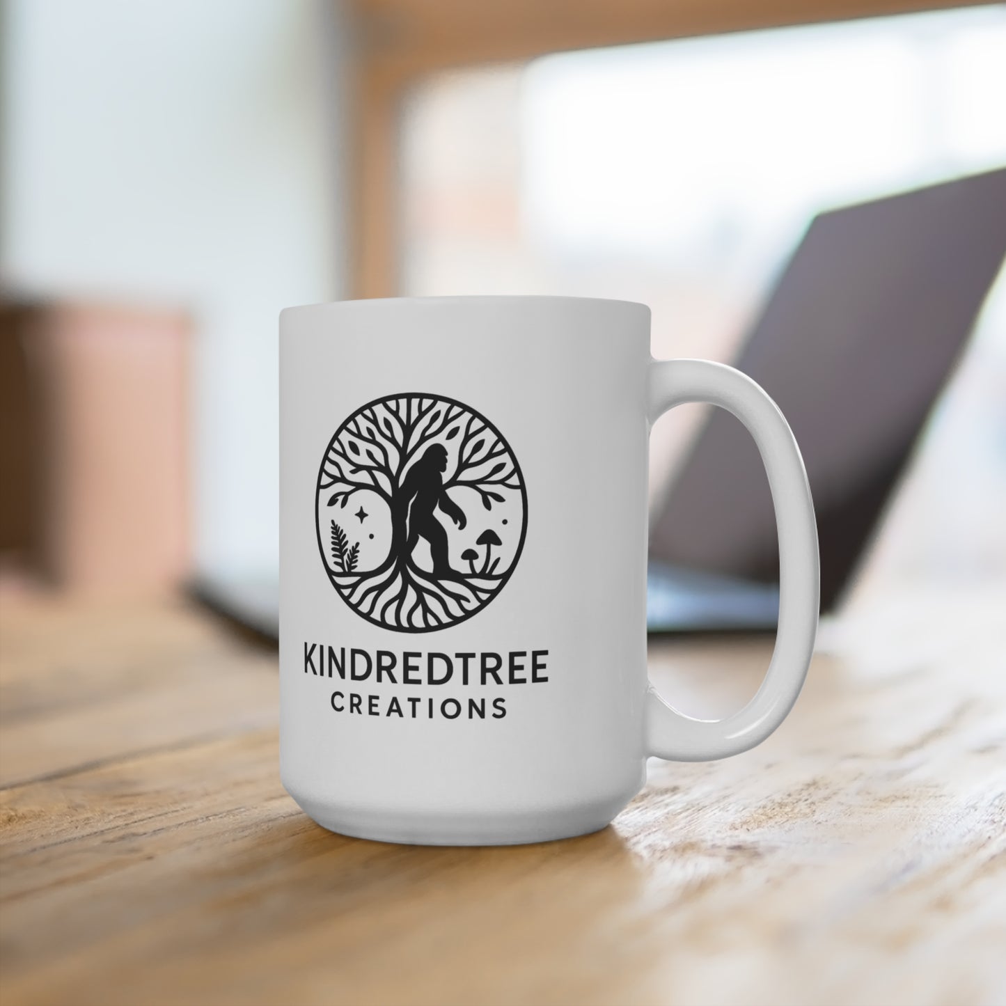 Kindred Tree Ceramic Mug — 15oz Mythic Tree & Wise Elder Illustration