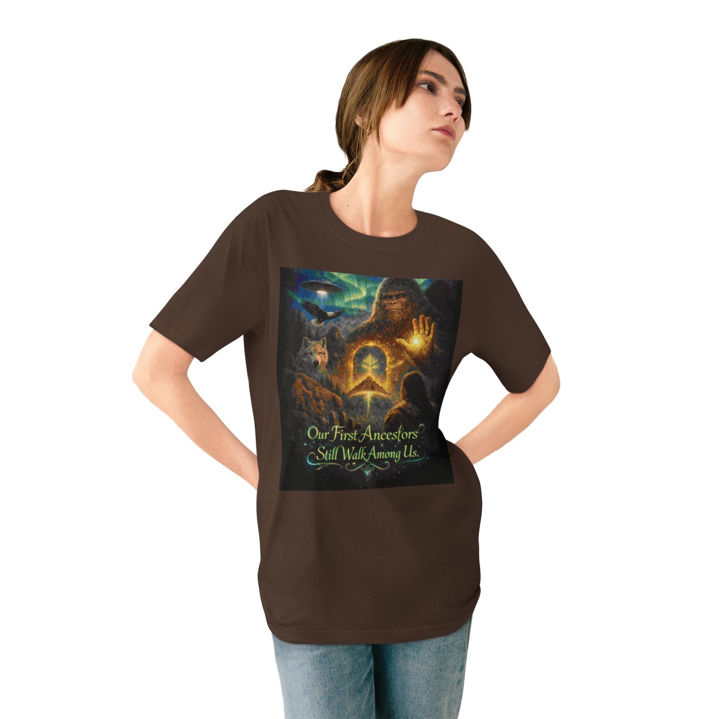 Ancient Watchers— "Our First Ancestors Still Walk Among Us" Sasquatch Message to Humanity Tee