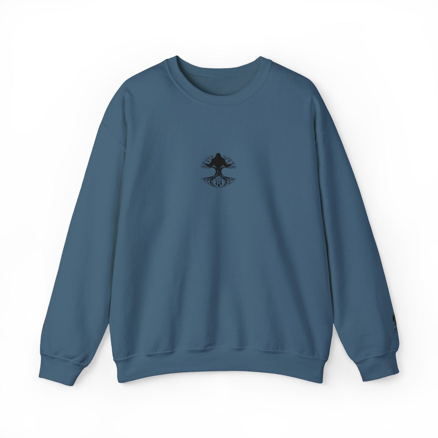 Mystical Tree Crewneck Sweatshirt — Small Center Graphic, Minimalist Nature Design