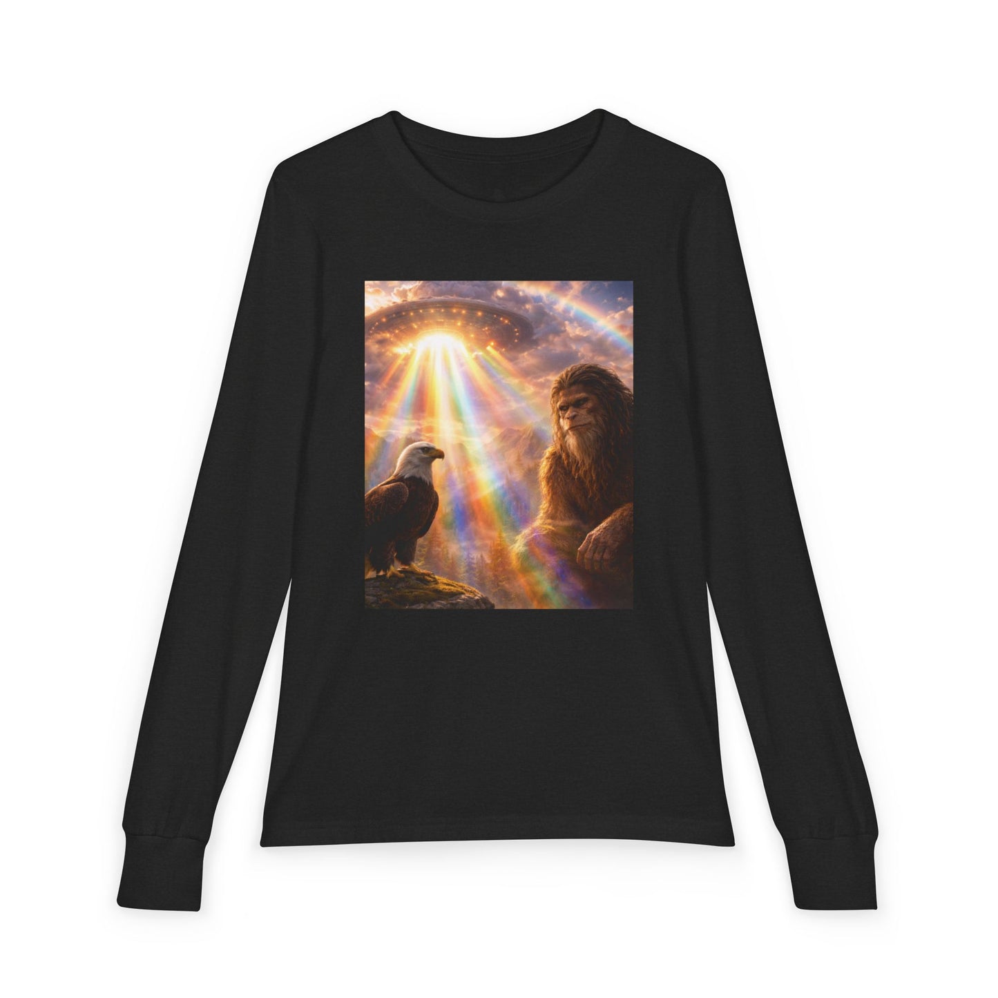 Youth Long Sleeve Tee — Elder Sasquatch and Eagle Galaxy Design