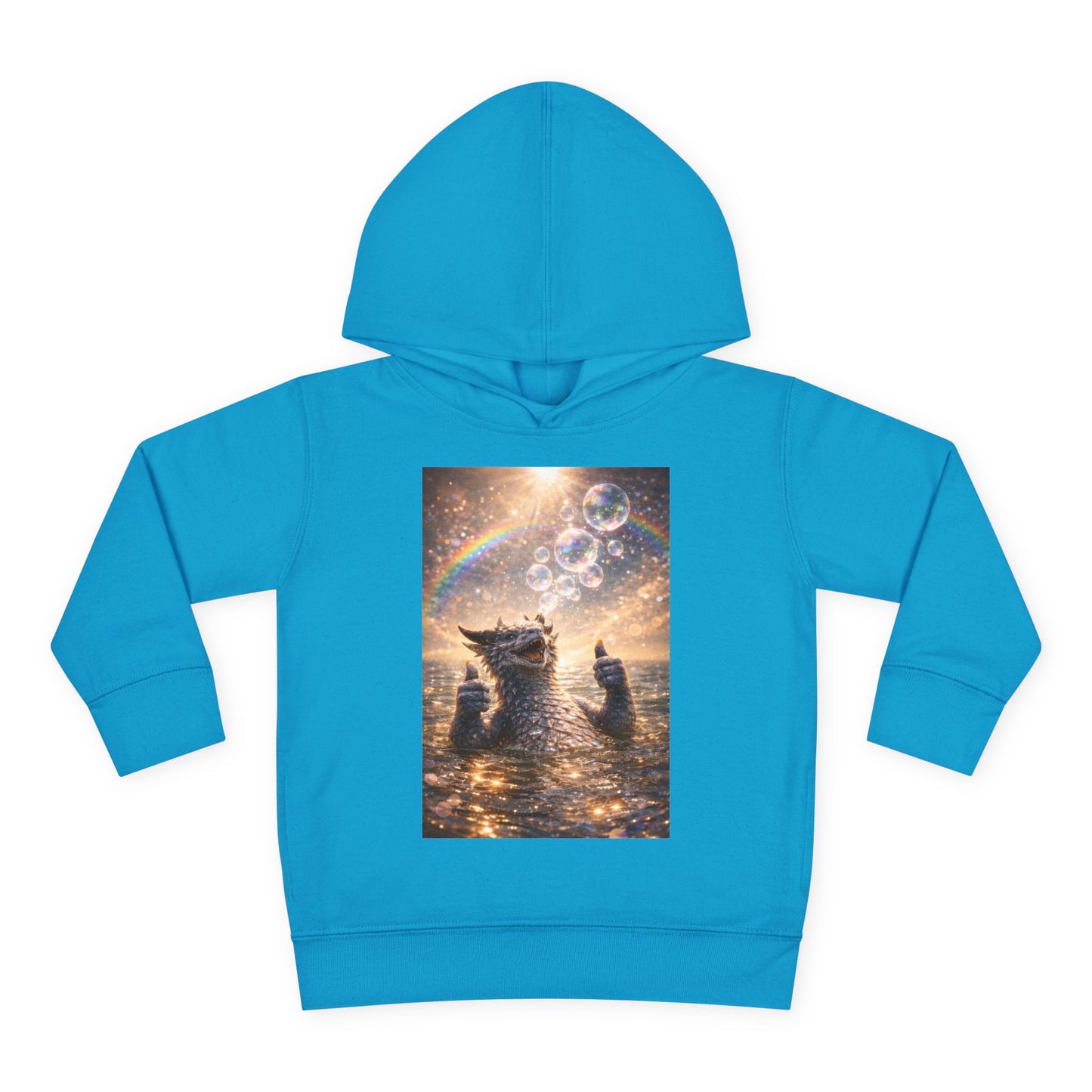 Toddler Hoodie — Sparkling Sea Dragon with Rainbow & Bubbles