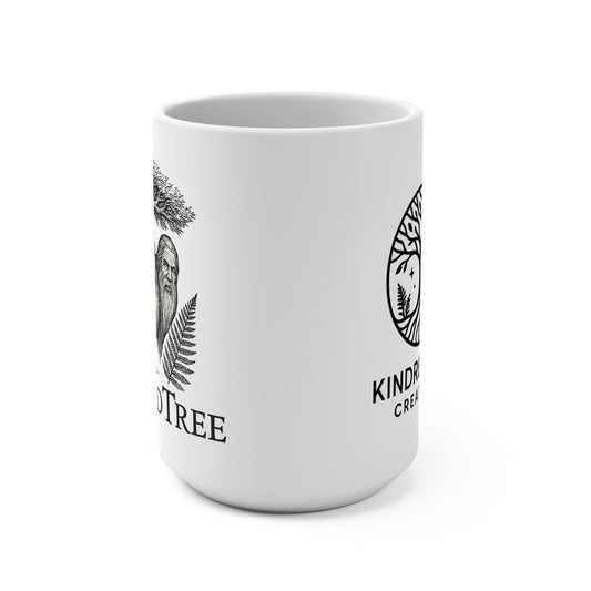 Kindred Tree Ceramic Mug — 15oz Mythic Tree & Wise Elder Illustration